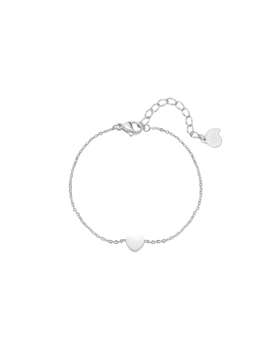 Hey Happiness Armband aus Edelstahl mit Herz-Charm Silber Damen