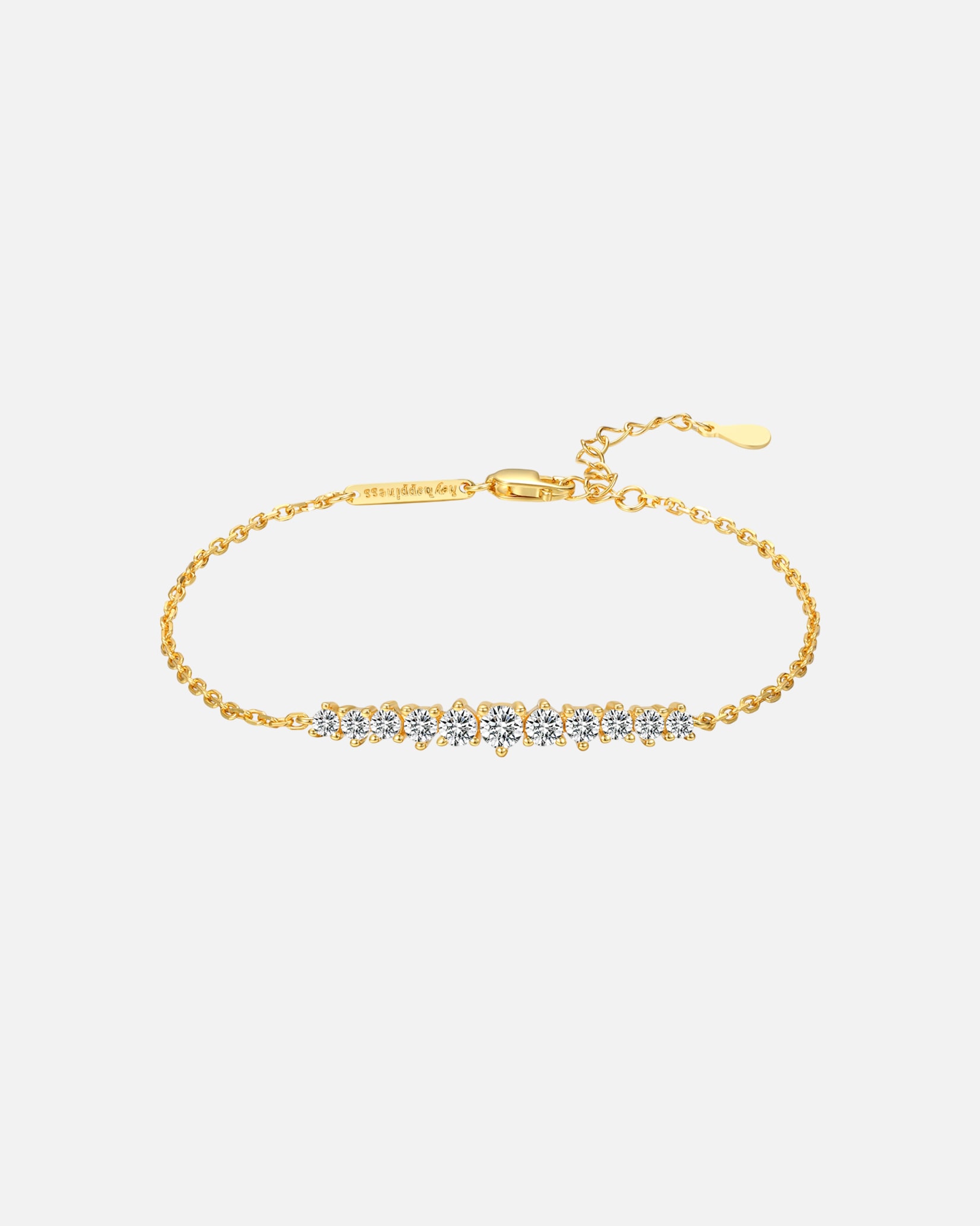 Armband für Weiblich Hey Happiness Default Brand Line Tennis-Armband mit Edelsteinen, 925 Silber – funkelndes Schmuckstück zum Valentinstag Gold