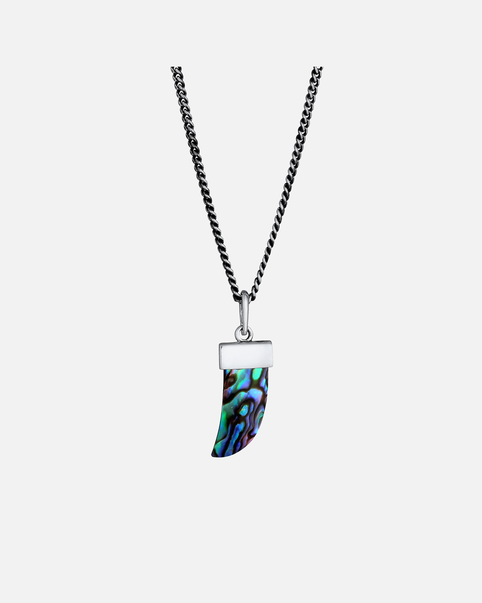 Halskette für Männlich KUZZOI Herren Panzer Abalone Muschel Zahn 925er Silber 55