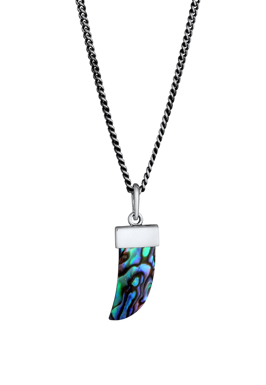 KUZZOI Herren Panzer Abalone Muschel Zahn 925er Silber 55