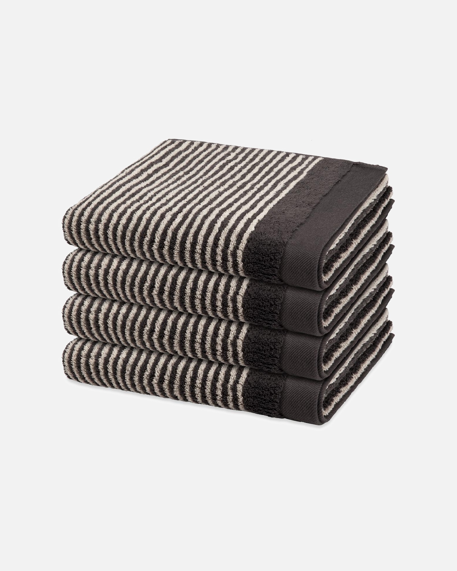 Handtuch für Unisex ROSS Handtuch-Set Stripes (4er Set) Dunkelgrau