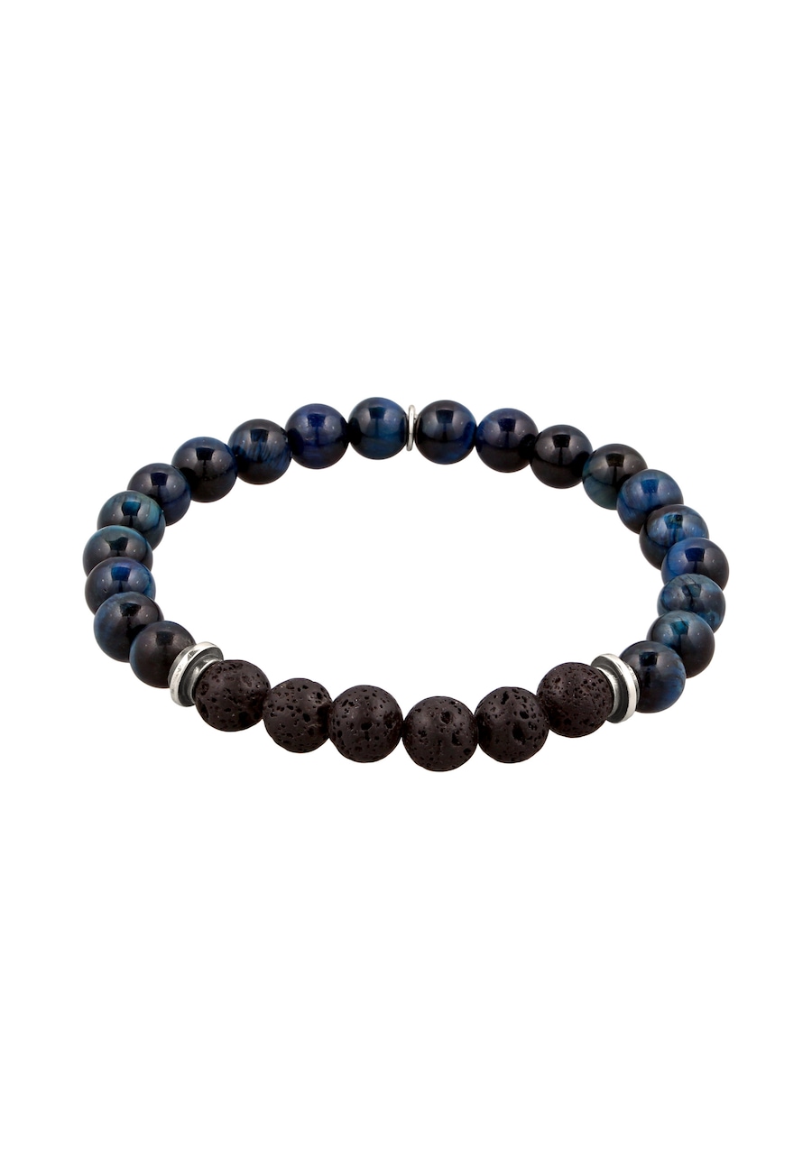 KUZZOI Perlen Tigerauge Lava Blau 925 Sterling Silber 23 Herren