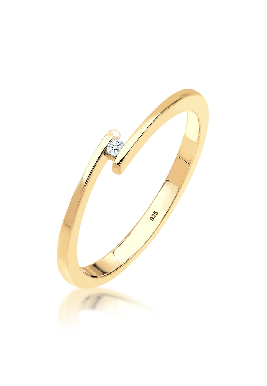 Elli DIAMONDS Verlobungsring Solitär Diamant 0.015 ct.925 Silber 54 Damen