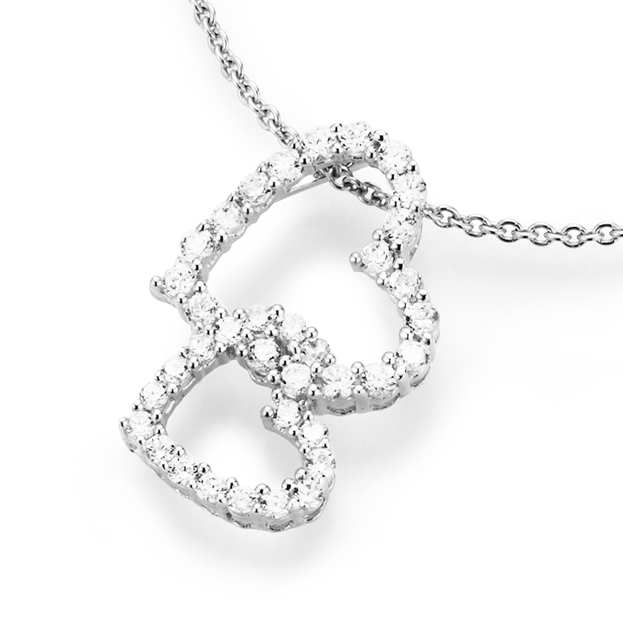 Smart Jewel Kette Herz an mit Zirkonia Steinen, Silber 925 45 cm Damen