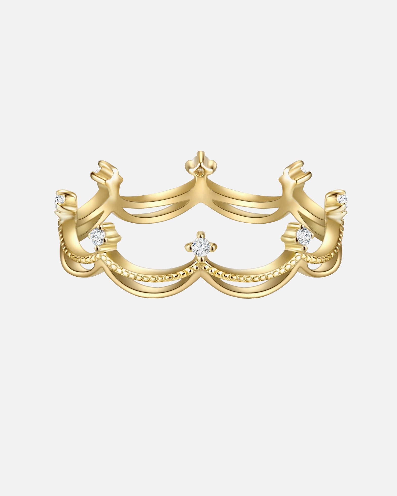 Ring für Weiblich Glanzstücke München Ring Krone aus Sterling Silber in gelbgold mit Zirkonia 50