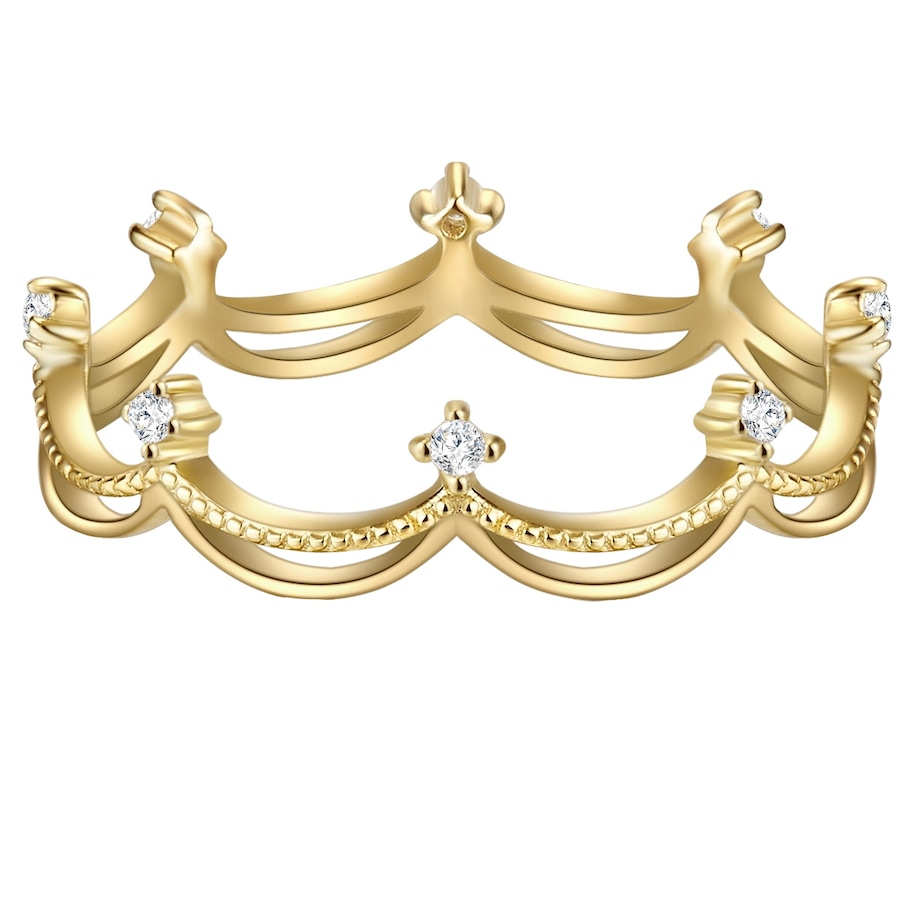Glanzstücke München Ring Krone aus Sterling Silber in gelbgold mit Zirkonia 50 Damen