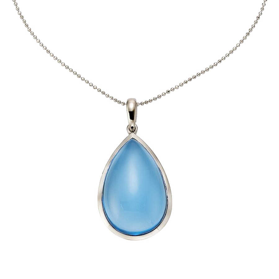 Jamelli Anhänger mit Kette 925/- Sterling Silber Quarz (beh.) hellblau 80cm Damen