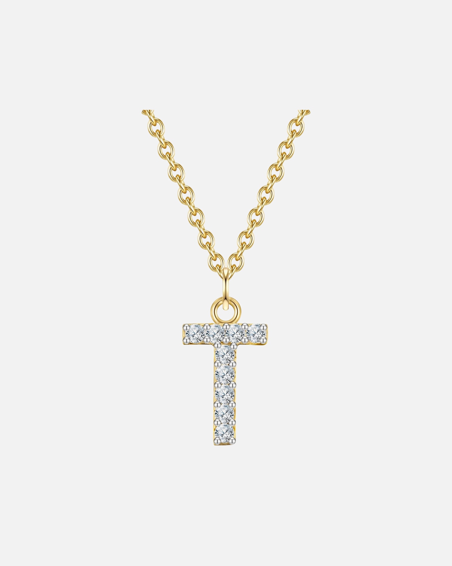 Halskette für Weiblich Glanzstücke München Halskette Buchstabe M aus Sterling Silber in gelbgold mit Zirkonia T