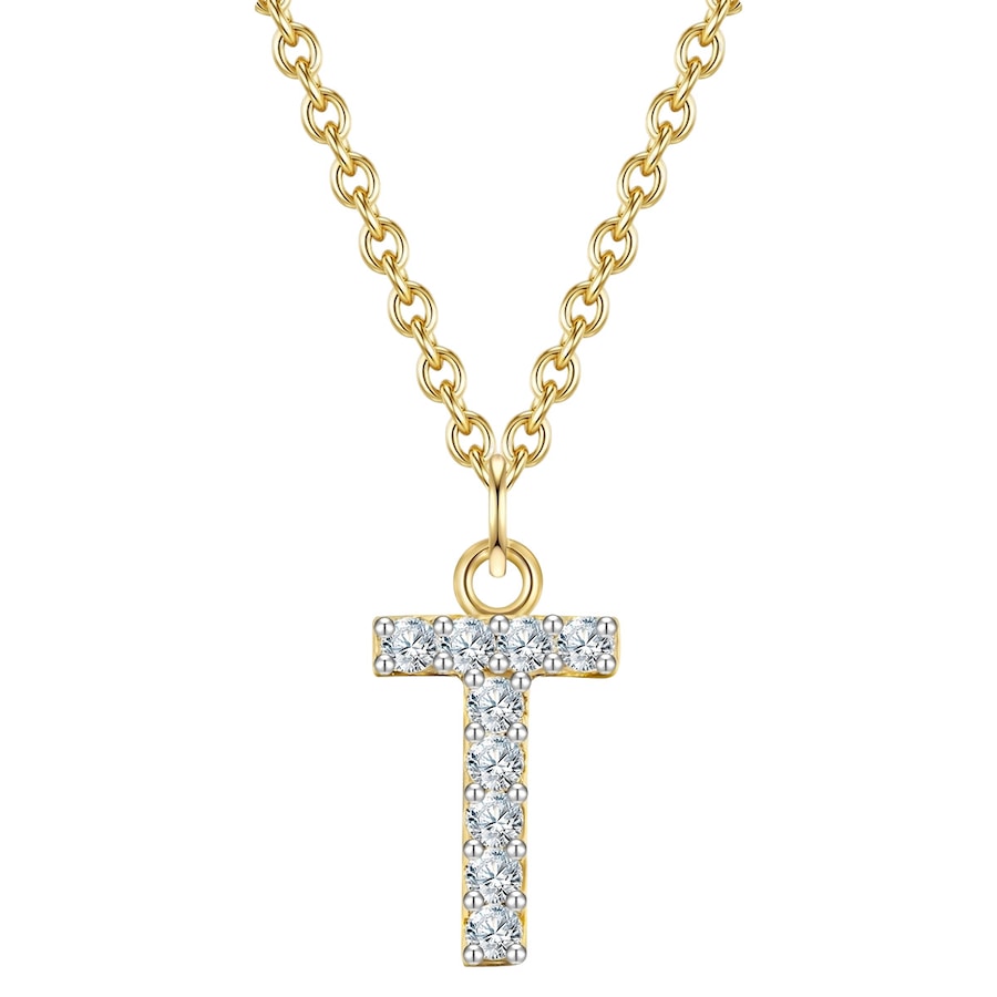 Glanzstücke München Halskette Buchstabe E Sterling Silber Zirkonia in Gelbgold T Damen