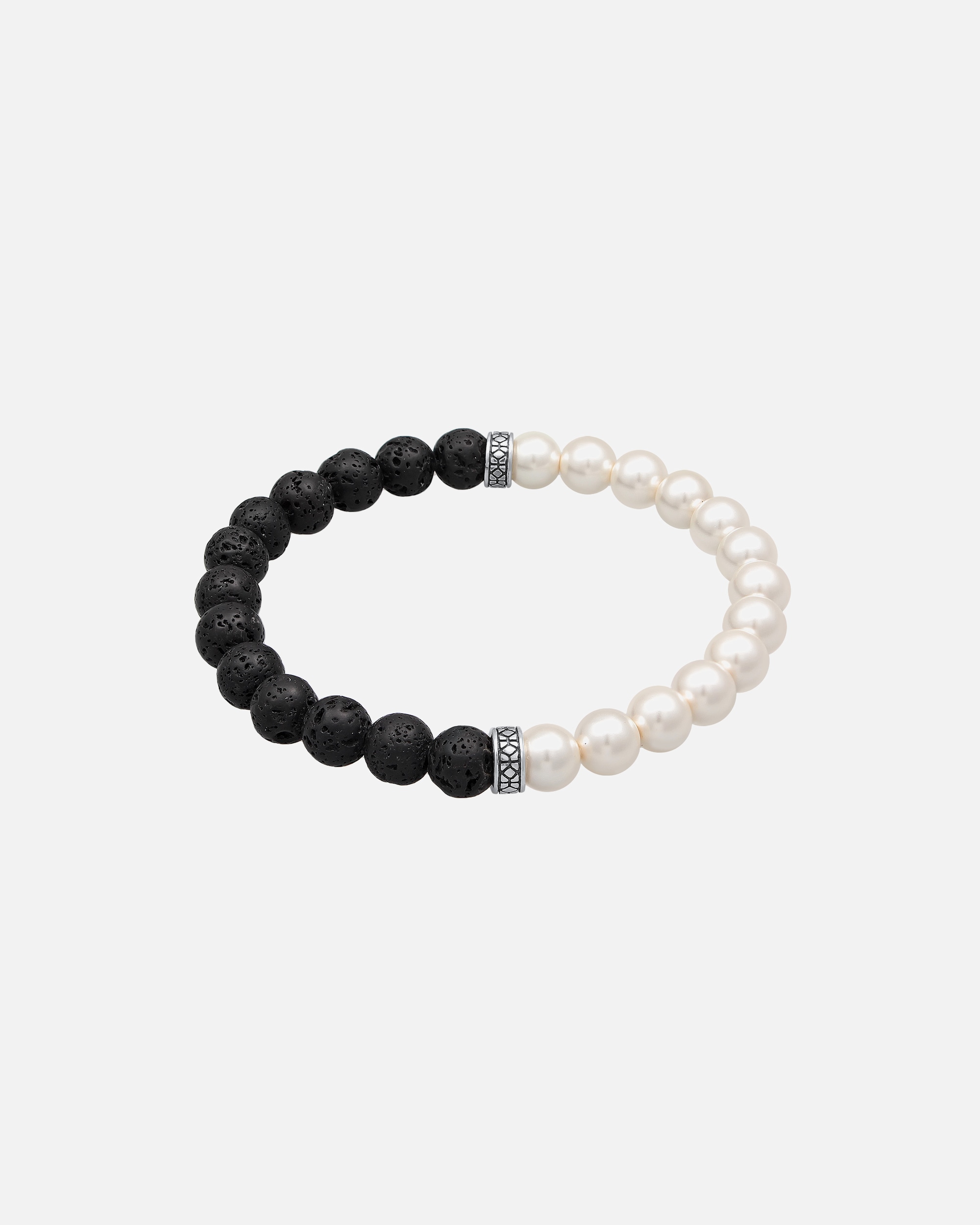 Armband für Männlich KUZZOI Lava Perlen Bead Steinarmband 925 Silber 23