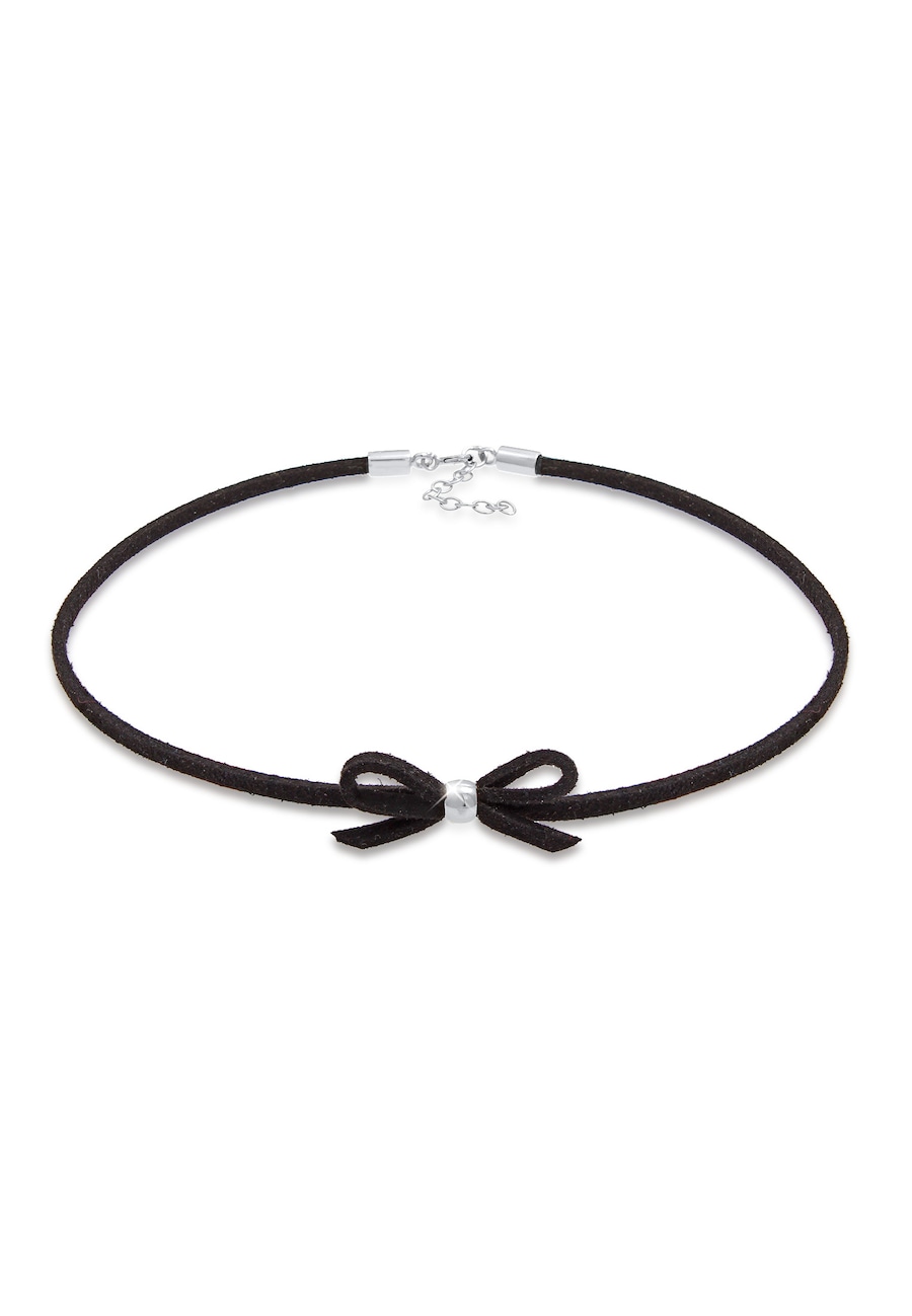 Elli Halskette Choker Velour Look Schleife Schwarz 925 Silber silberfarben Damen