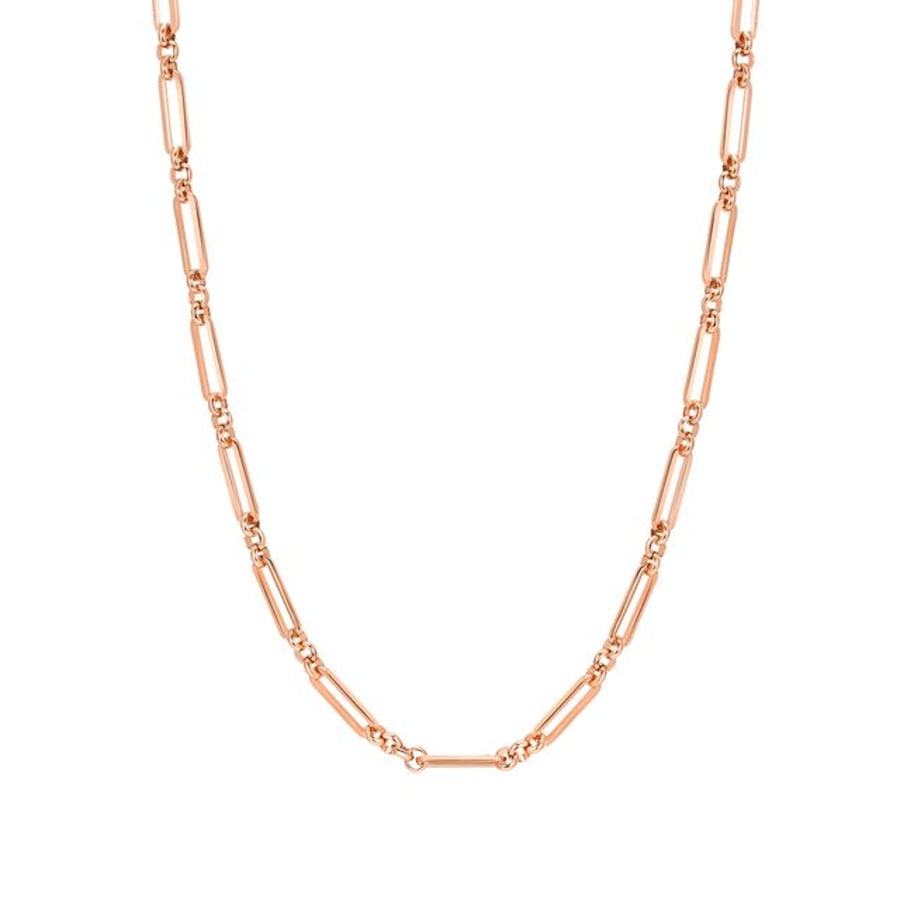 Hey Happiness Paperclip-Gliederkette aus Edelstahl Rosegold Nude Damen