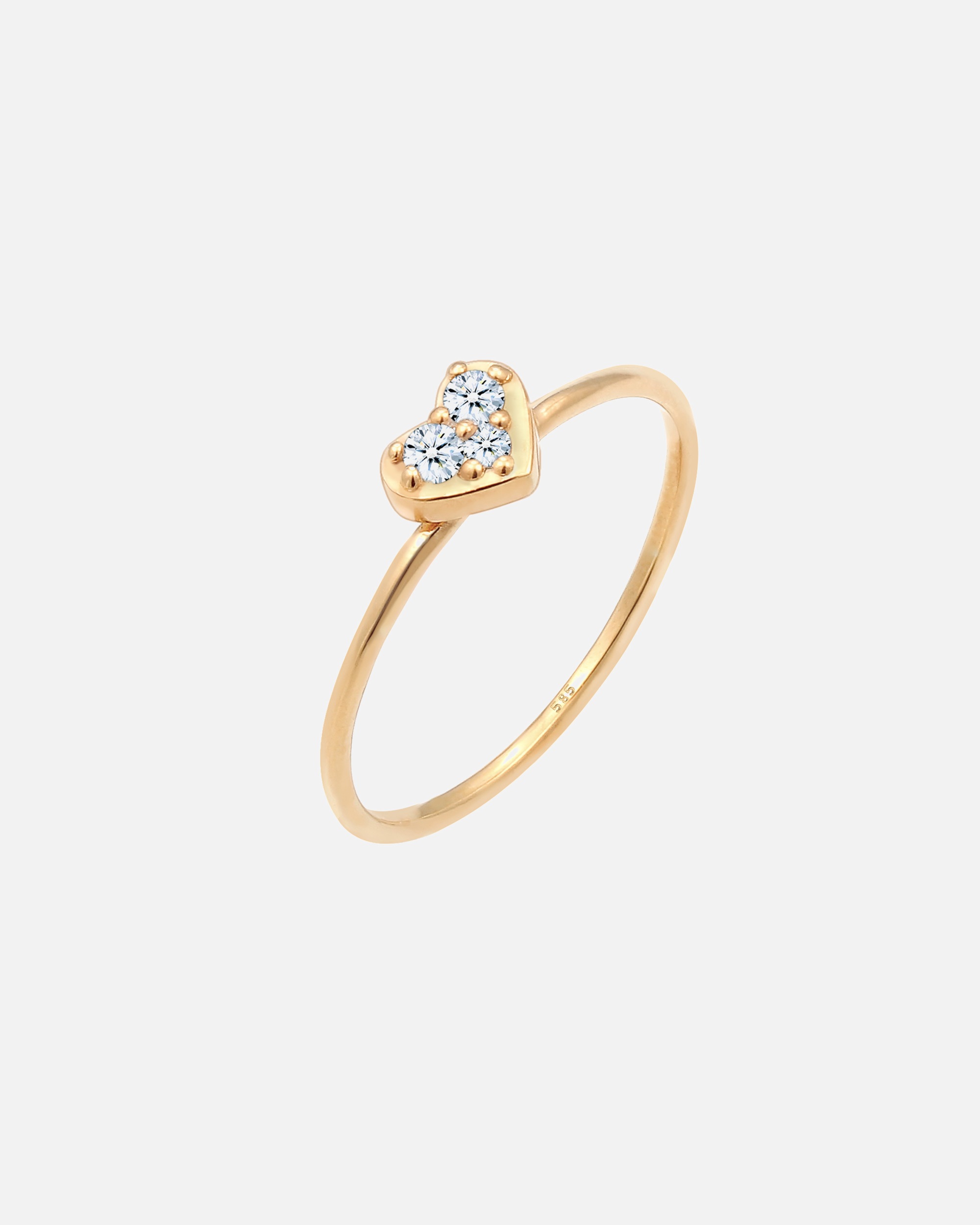Ring für Weiblich Elli DIAMONDS Herz Trio Diamant (0.075 ct.)Romantik 585 Gelbgold 54
