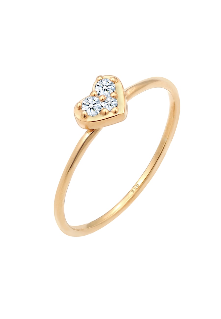 Elli DIAMONDS Herz Trio Diamant (0.075 ct.)Romantik 585 Gelbgold 56 Damen