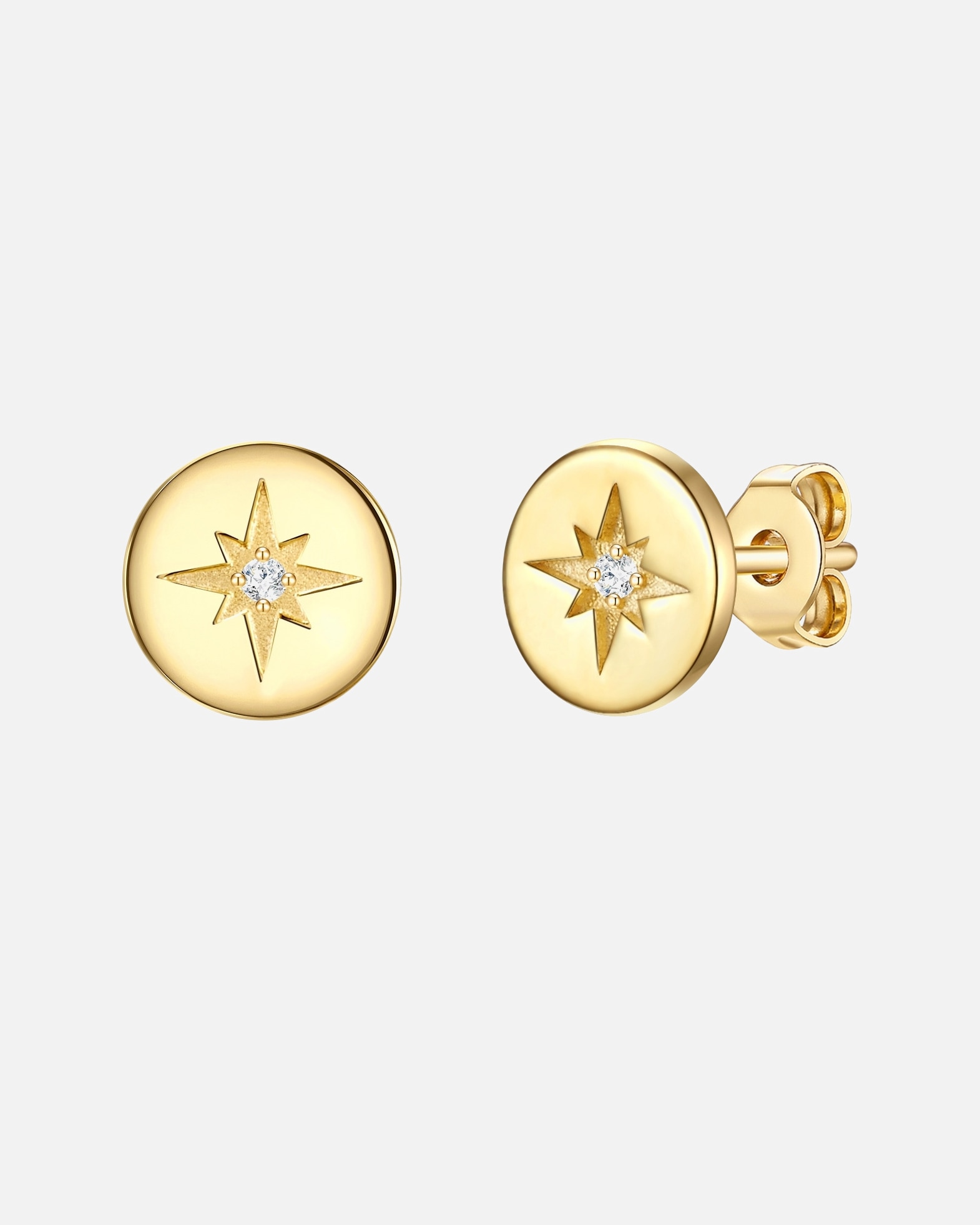 Ohrringe für Weiblich Lulu & Jane Diamant-Ohrstecker Sterling Silber Diamant in Silber/Gelbgold 7,9 mm