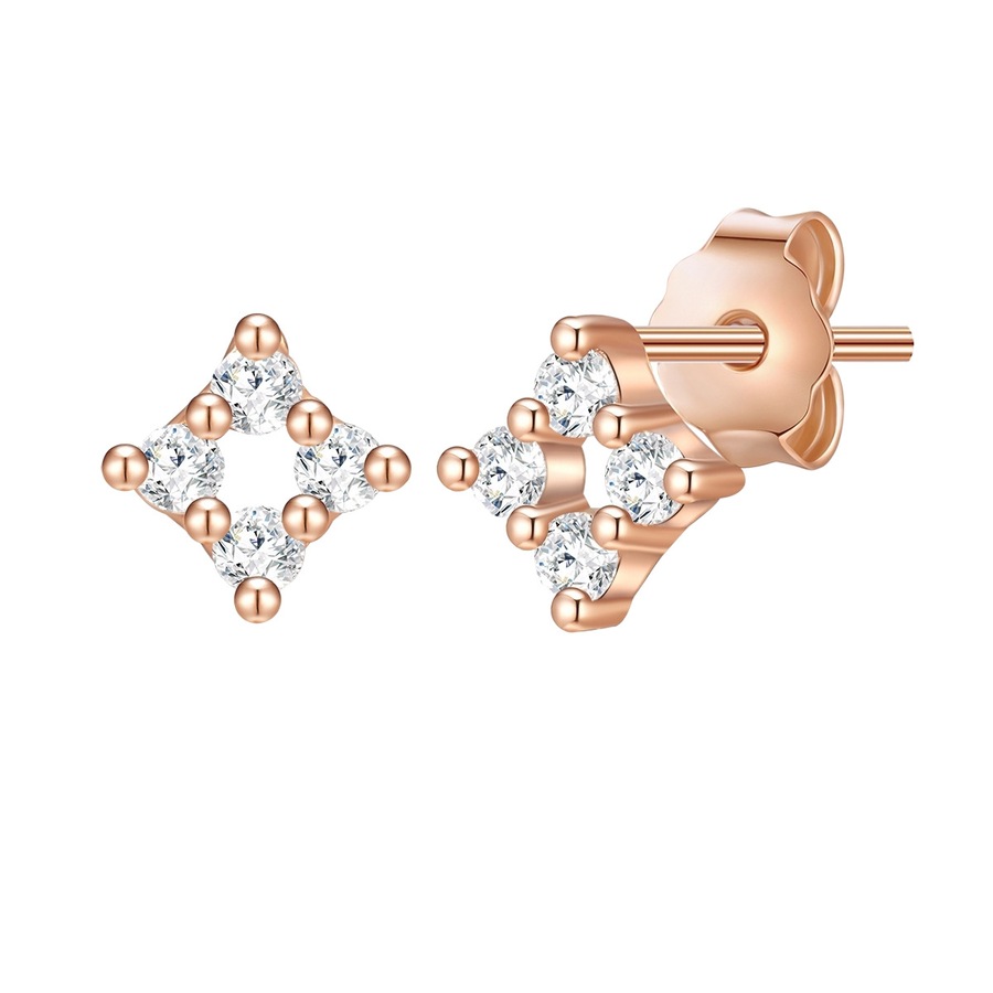 Glanzstücke München Ohrstecker Quadrat Sterling Silber Zirkonia in Roségold 5,1 mm Damen