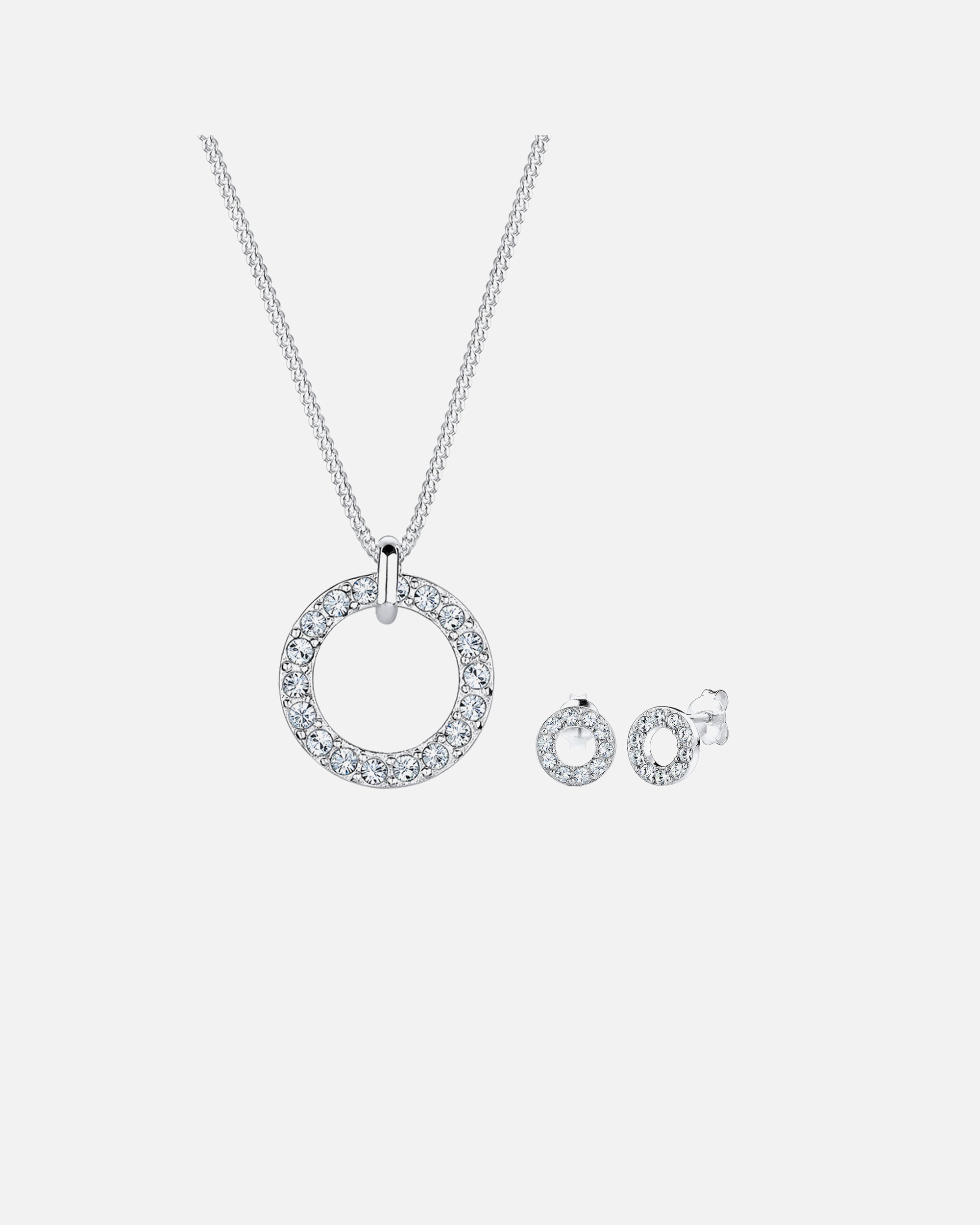 Schmuckset für Weiblich Elli Set Karma Kreis 925 Silber, mit Kristallen von Swarovski® silberfarben