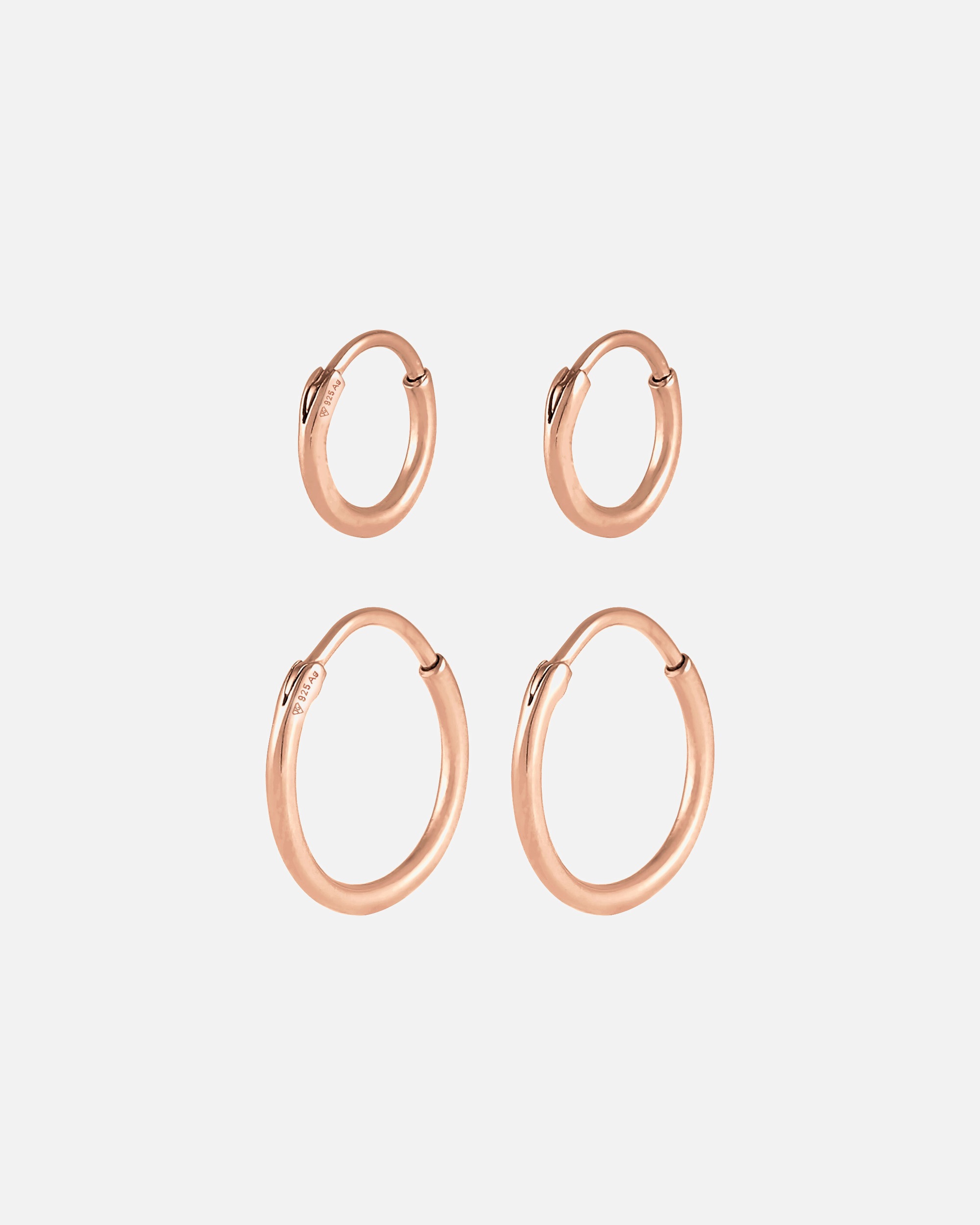 Ohrringe für Weiblich Elli Creolen Set 925 Sterling Silber rosefarben