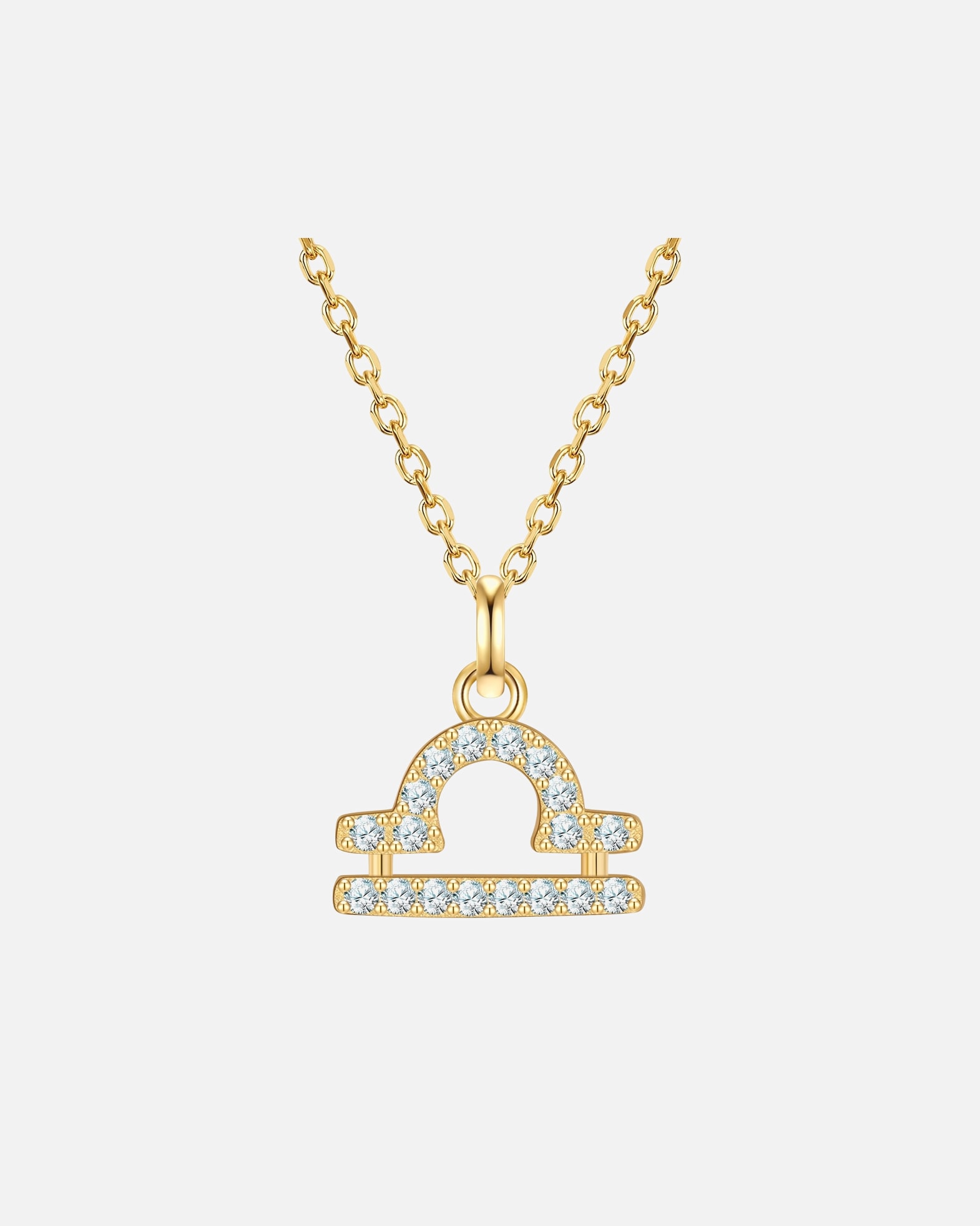 Halskette für Weiblich Glanzstücke München Halskette Sternzeichen Waage aus Sterling Silber in gelbgold mit Zirkonia 40,0 cm Basiskette + 5,0 cm Verlängerung