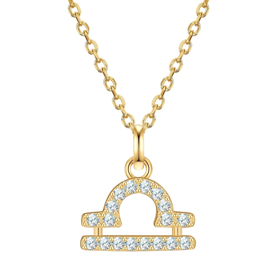 Glanzstücke München Halskette Sternzeichen Waage aus Sterling Silber in gelbgold mit Zirkonia 40,0 cm Basiskette + 5,0 Verlängerung Damen