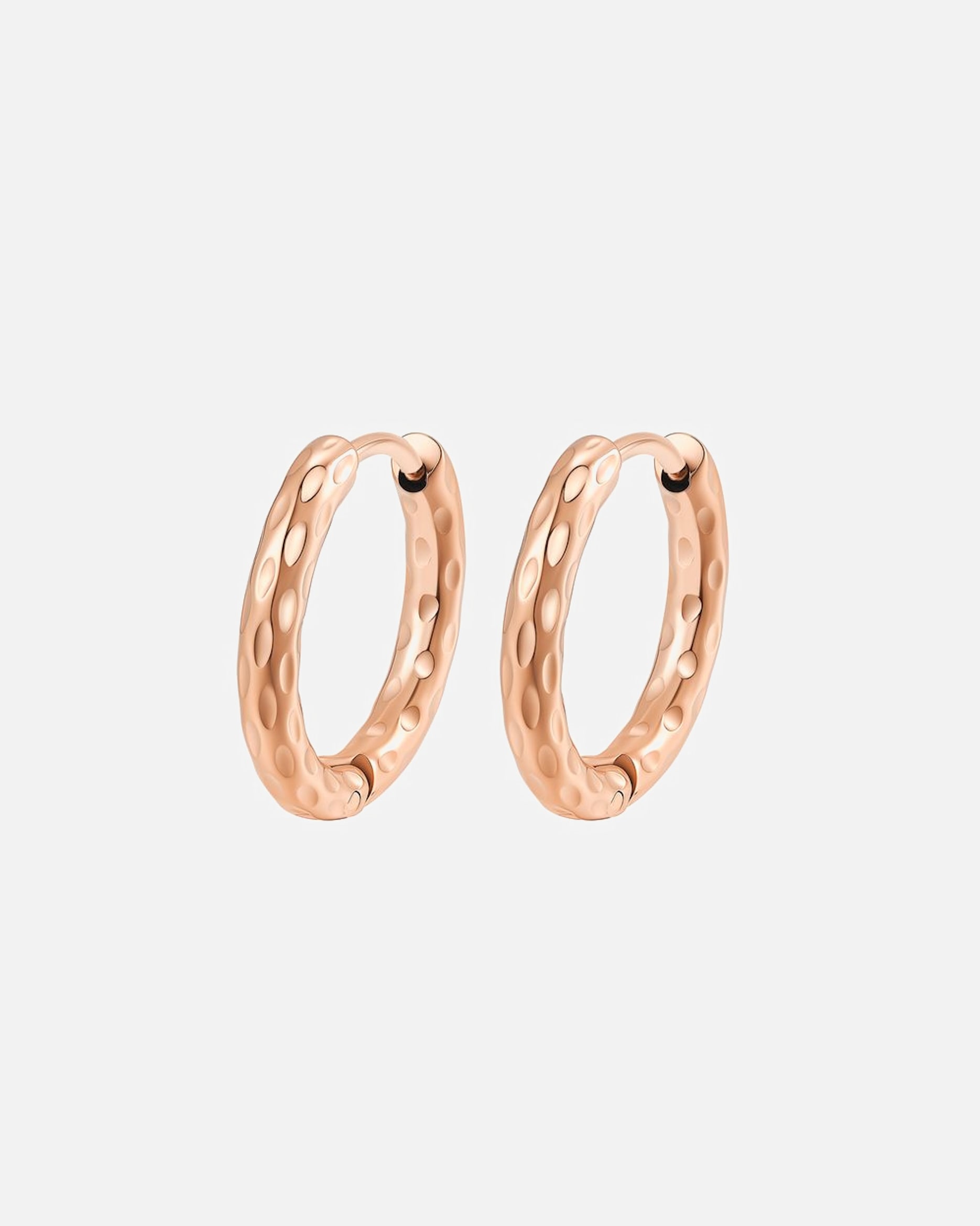 Ohrringe für Weiblich Hey Happiness Default Brand Line Molten Struktur Creolen – Edelstahl Ohrringe – wasserfest Rosegold