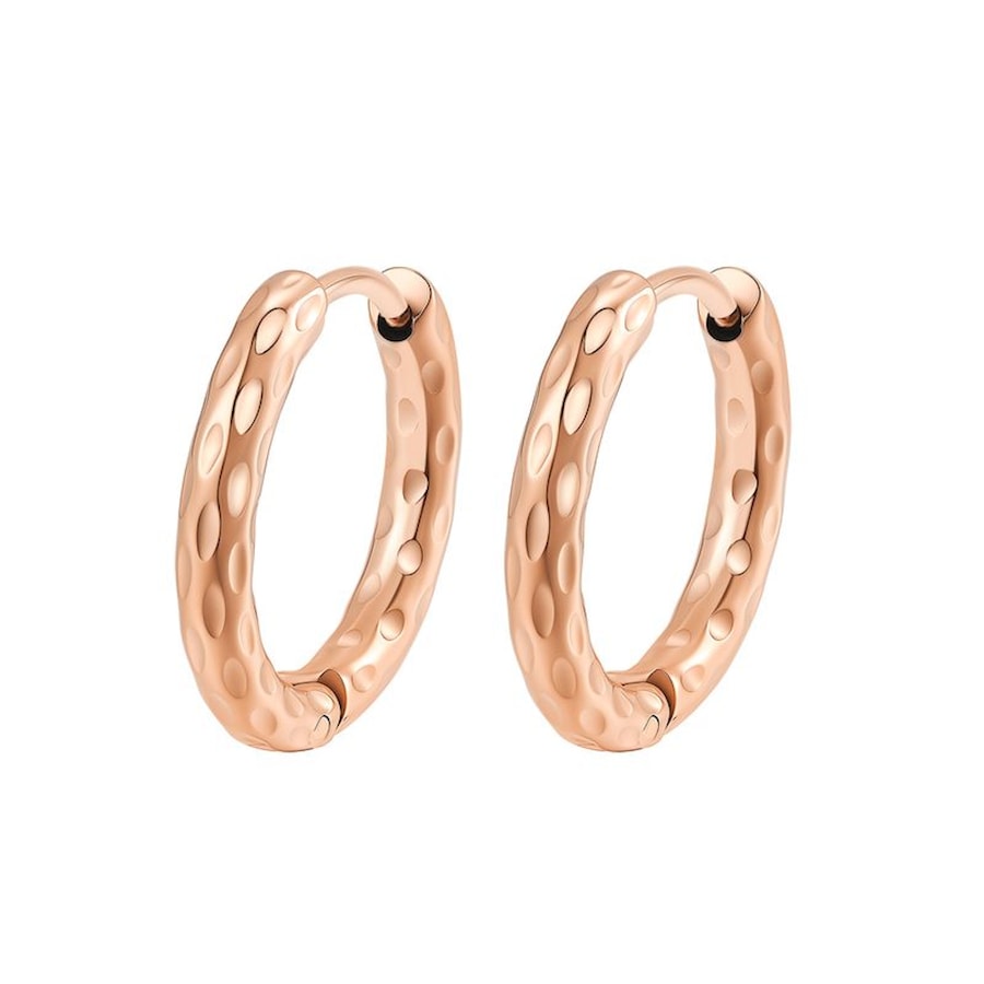 Hey Happiness Molten Struktur Creolen – Edelstahl Ohrringe wasserfest Rosegold Nude Damen