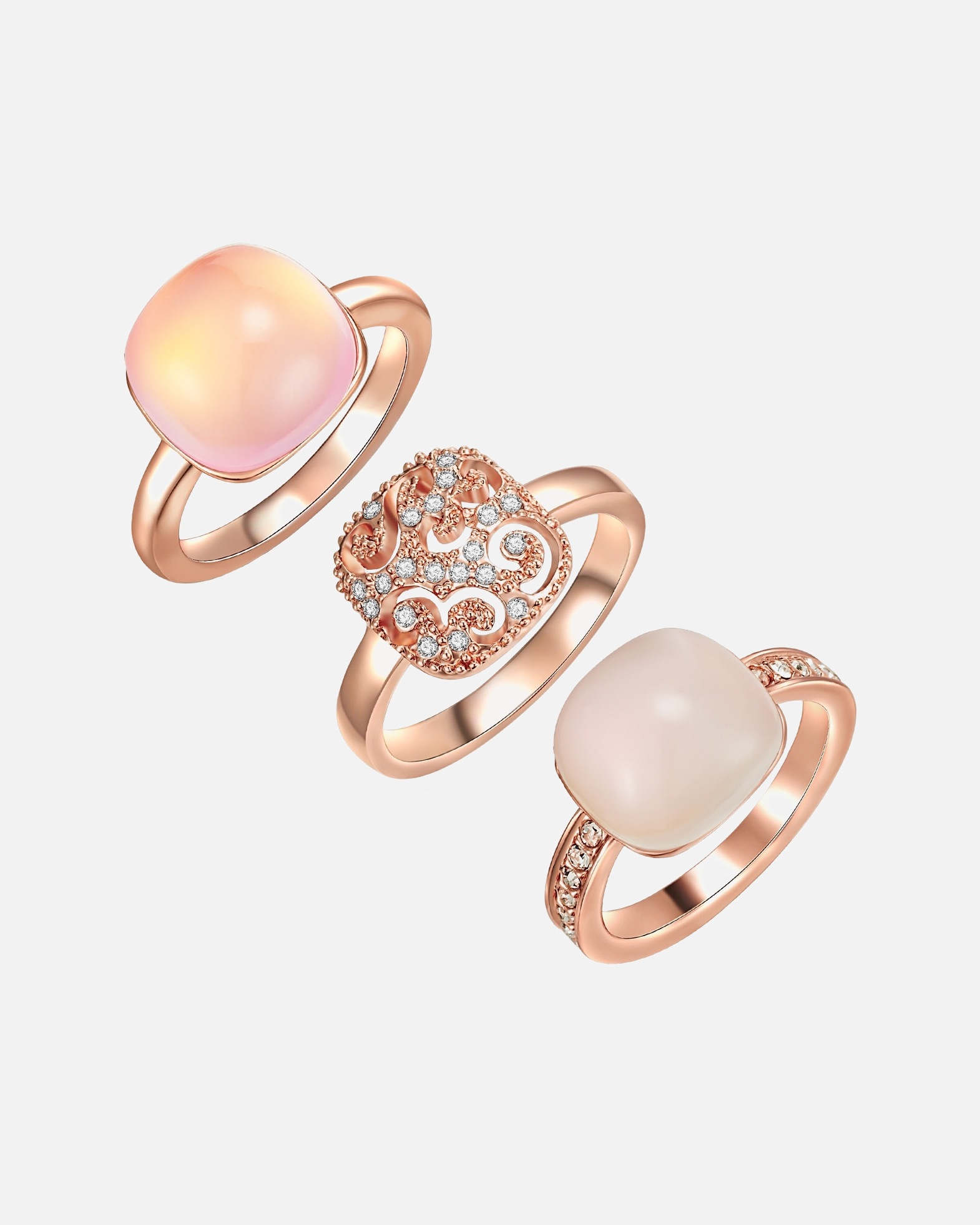Ring für Weiblich Lulu & Jane Schmuckset Metall-Legierung verziert mit Kristallen von Swarovski® in Roségold 58