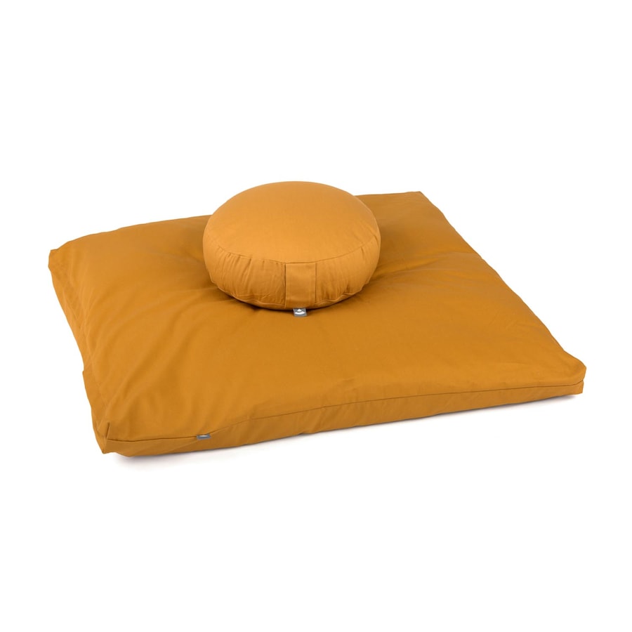 bodhi Medi-Set ECO: Meditationskissen Rondo + Zabuton honig-gelb