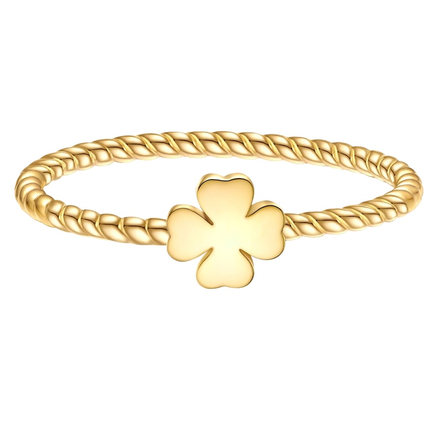 Glanzstücke München Ring Kleeblatt aus Sterling Silber in Gelbgold 56 Damen