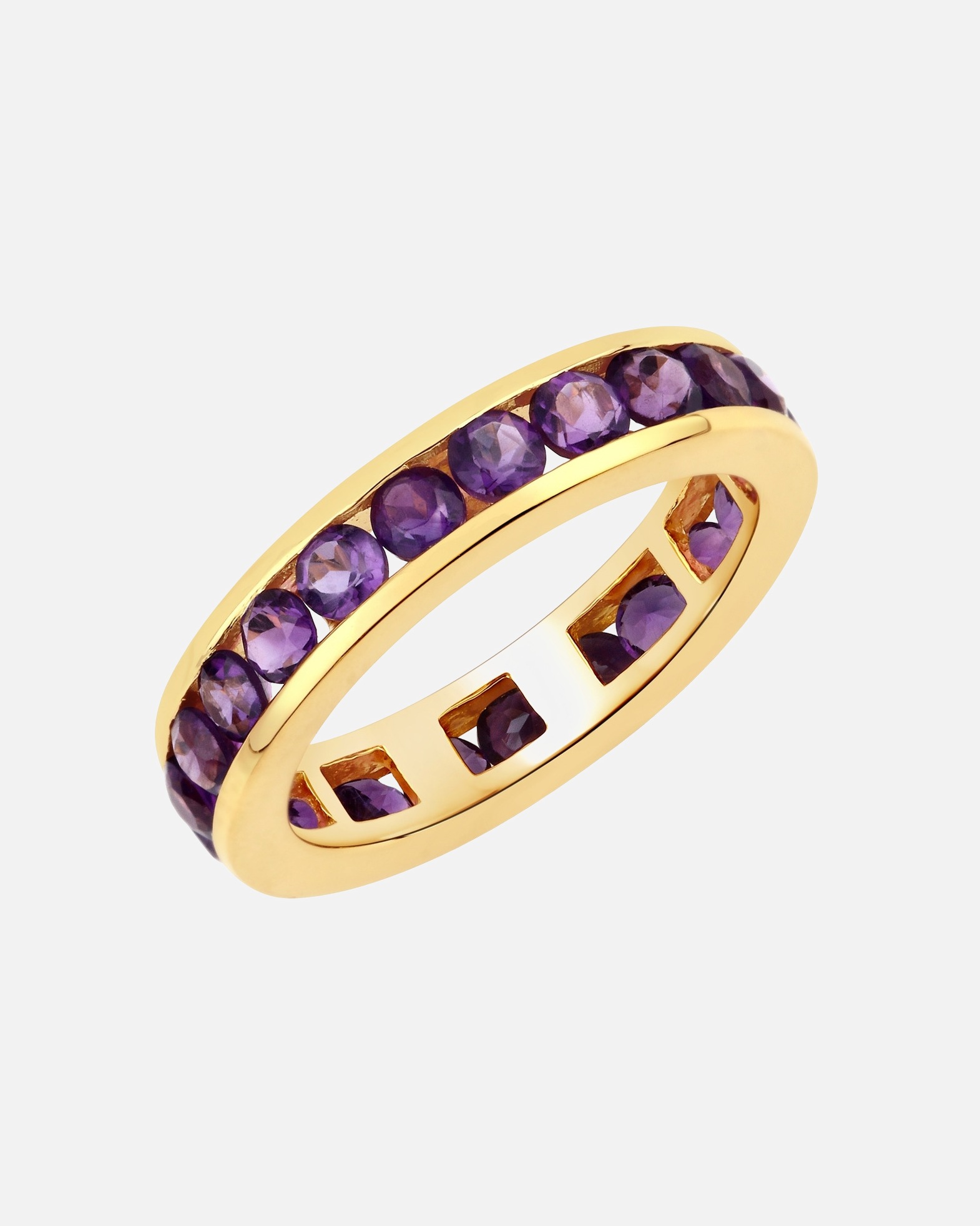 Ring für Weiblich Rafaela Donata Ring Sterling Silber Amethyst in Gelbgold 60