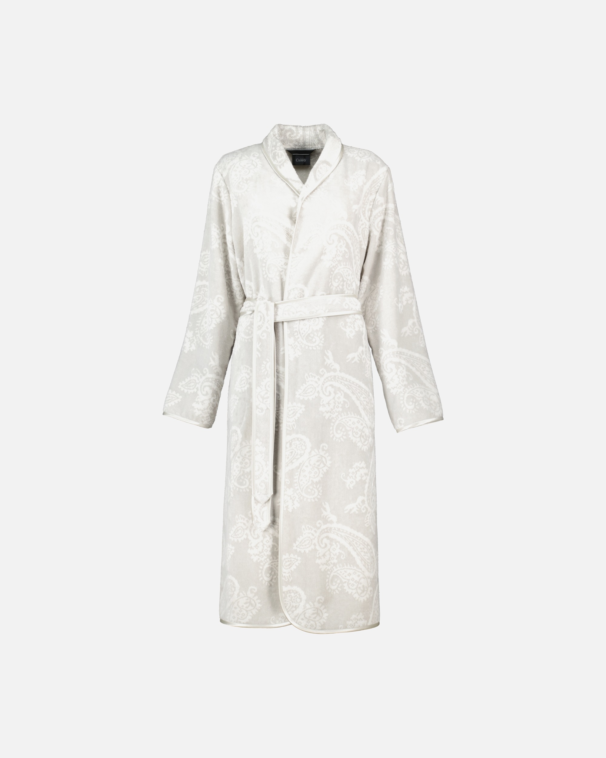 Bademantel für Weiblich Cawö Cawö Bademäntel Damen Schalkragen Paisley 4420 silber - 73 L