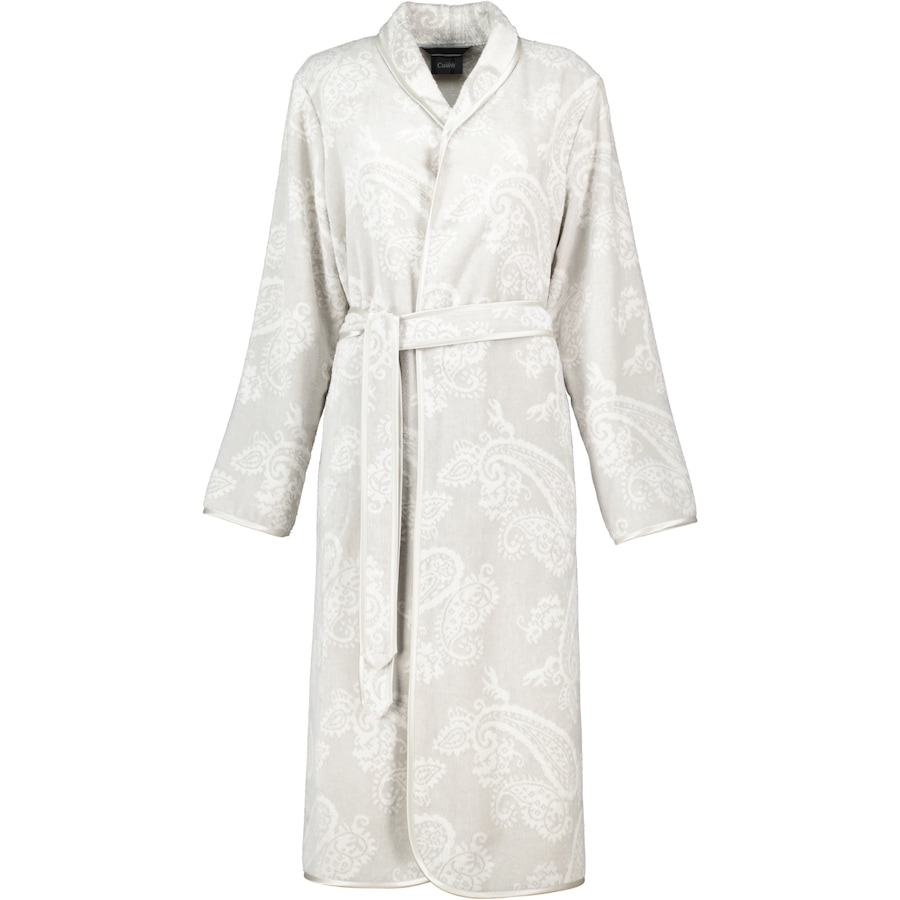 Cawö Bademäntel Damen Schalkragen Paisley 4420 silber - 73 XL Weiss
