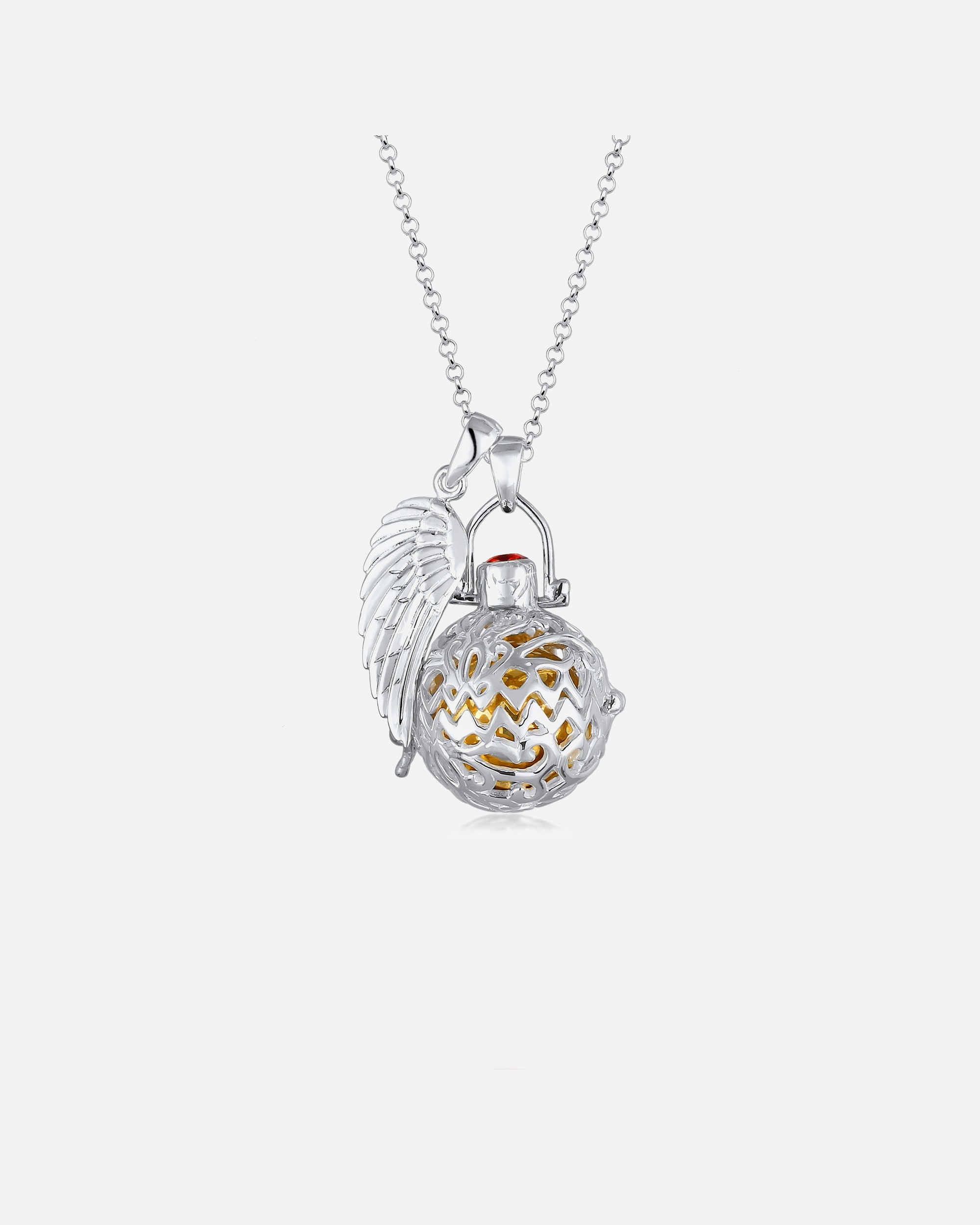 Halskette für Weiblich Nenalina Flügel Engelsflüsterer Granat (16 mm) 925 Silber 80