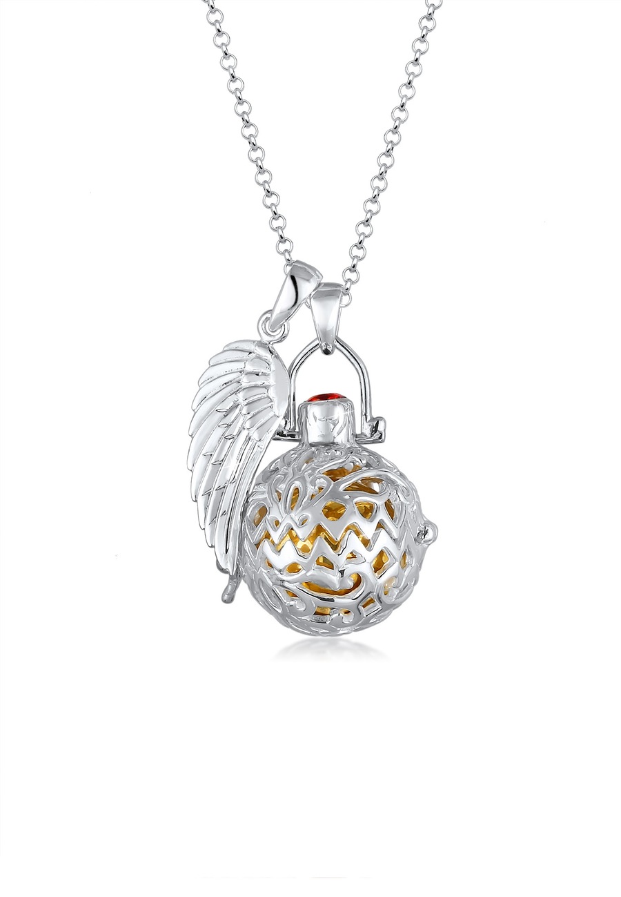 Nenalina Halskette Flügel Engelsflüsterer Granat (16 mm) 925 Silber 80 Damen