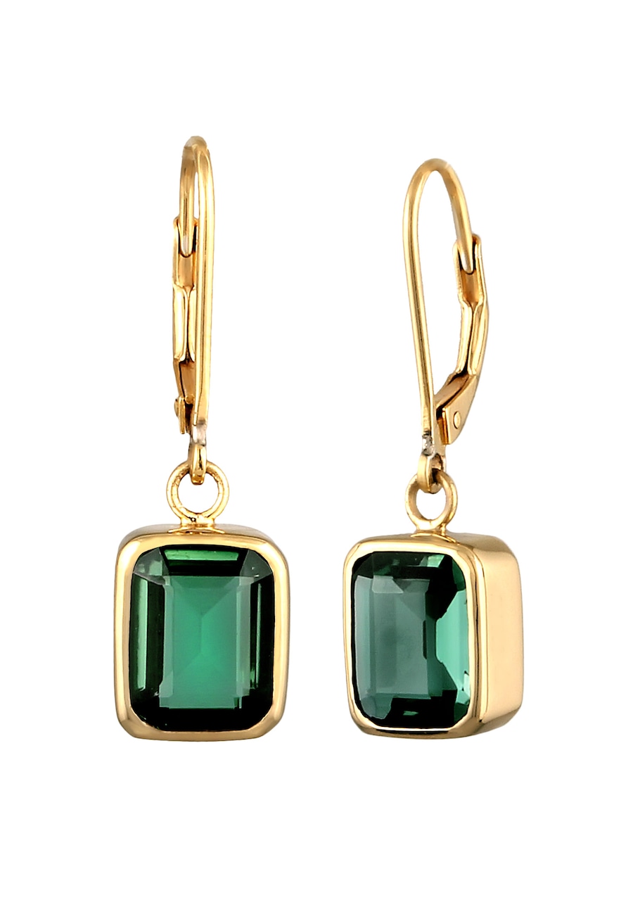 Elli PREMIUM Ohrhänger Quarz Grün 925 Sterling Siber vergoldet OneSize Damen