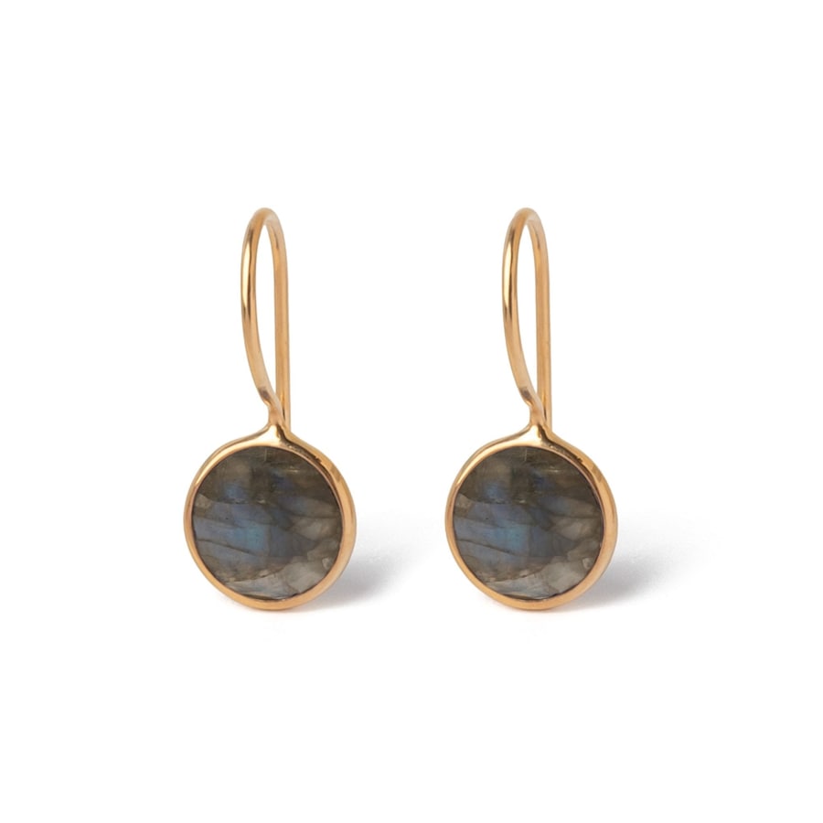 Fleurs des Pres Ohrhänger 925/- Sterling Silber Labradorit blau gelb vergoldet Damen