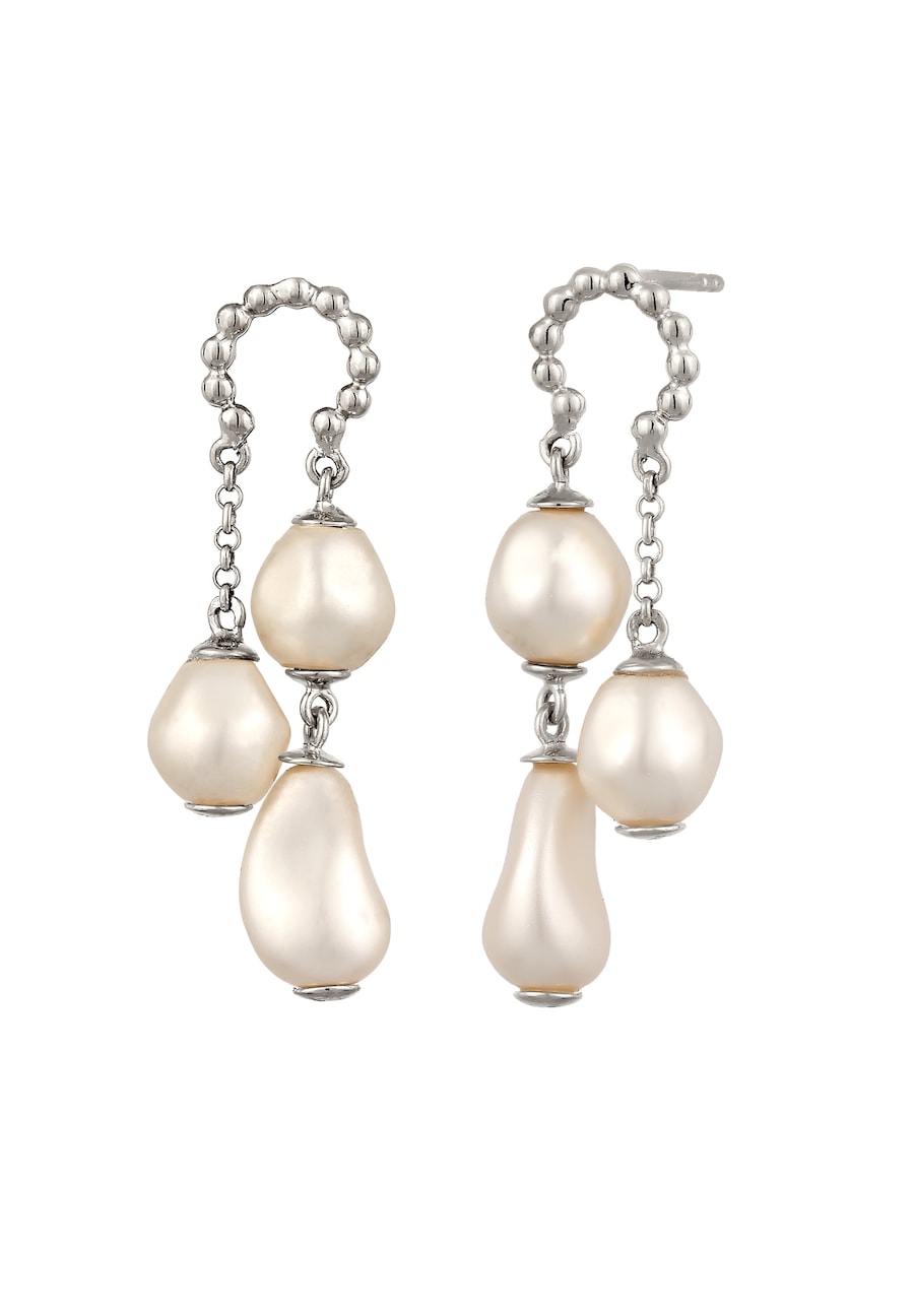 Elli PREMIUM Ohrstecker Weiß 925 Sterling Silber, mit Perlen von Swarovski silberfarben Damen