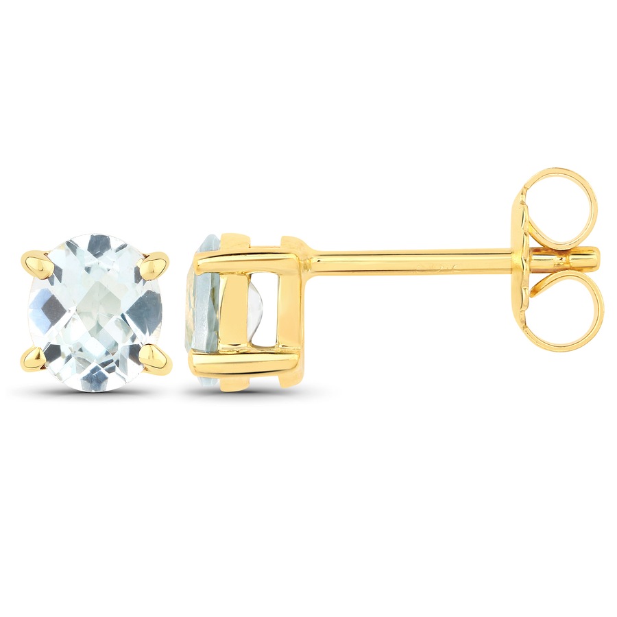 Vira Jewels Ohrstecker 925/- Sterling Silber Aquamarine hellblau 1ct. gelb vergoldet Damen