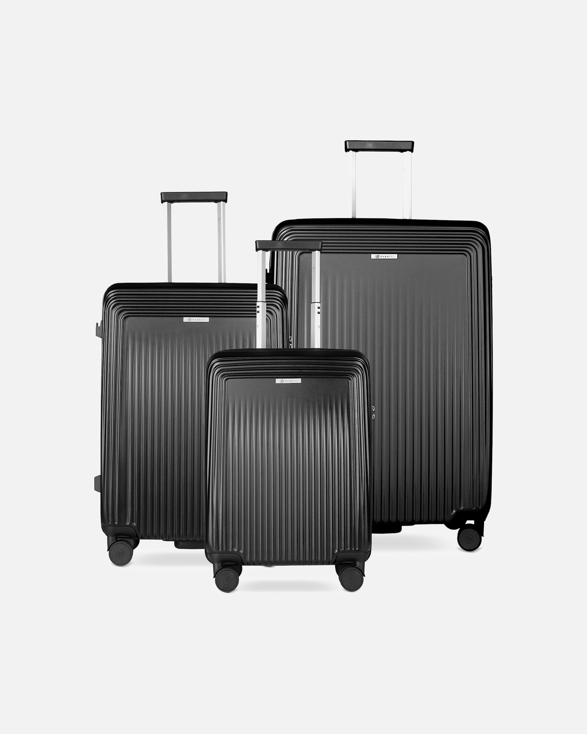 Koffer für Männlich Bugatti Linea 4 Rollen Kofferset 3-teilig schwarz