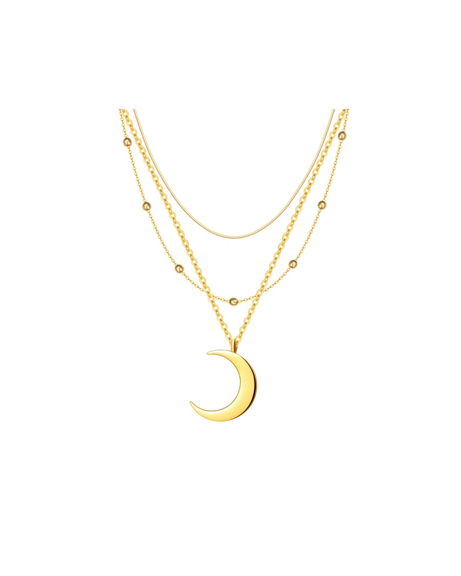 Hey Happiness Layered Ketten-Set 3-reihig Edelstahl Gold Damen