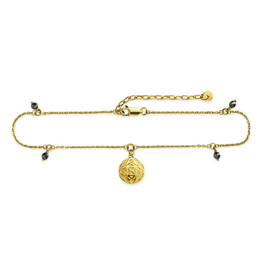 caï Fußkette 925/- Sterling Silber Hämatit 1,200ct 19+4cm Damen