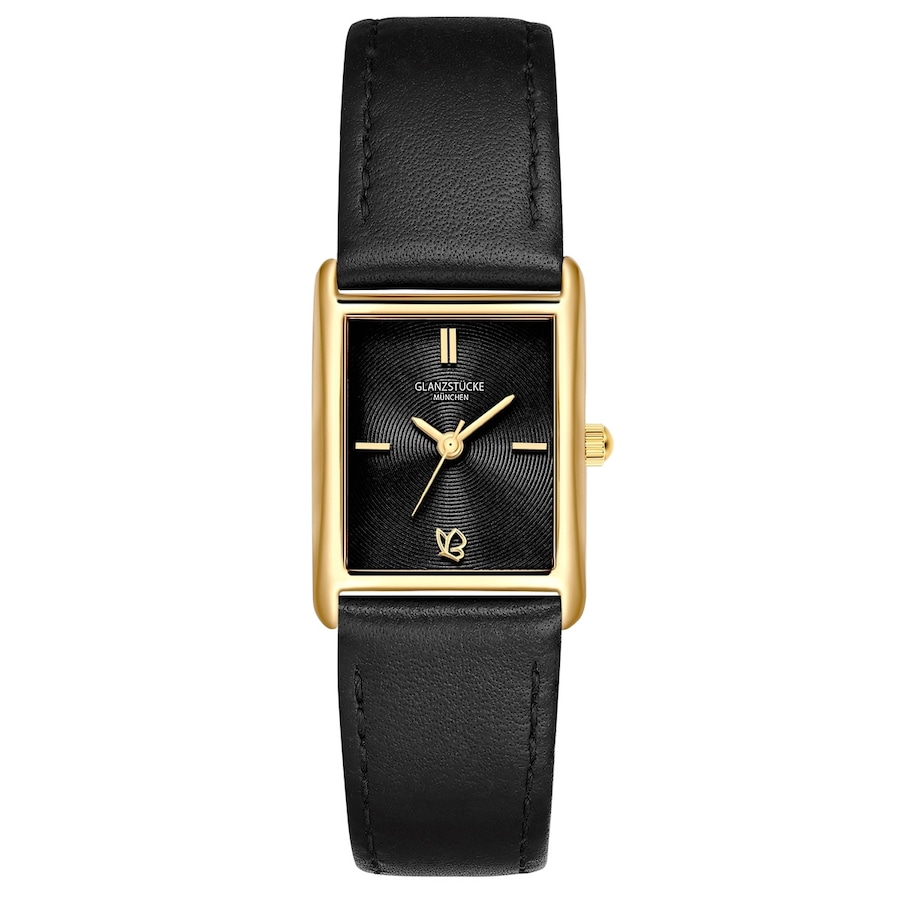 Glanzstücke München Armband-Uhr aus Echtleder in schwarz 22,0x30,0 mm Damen