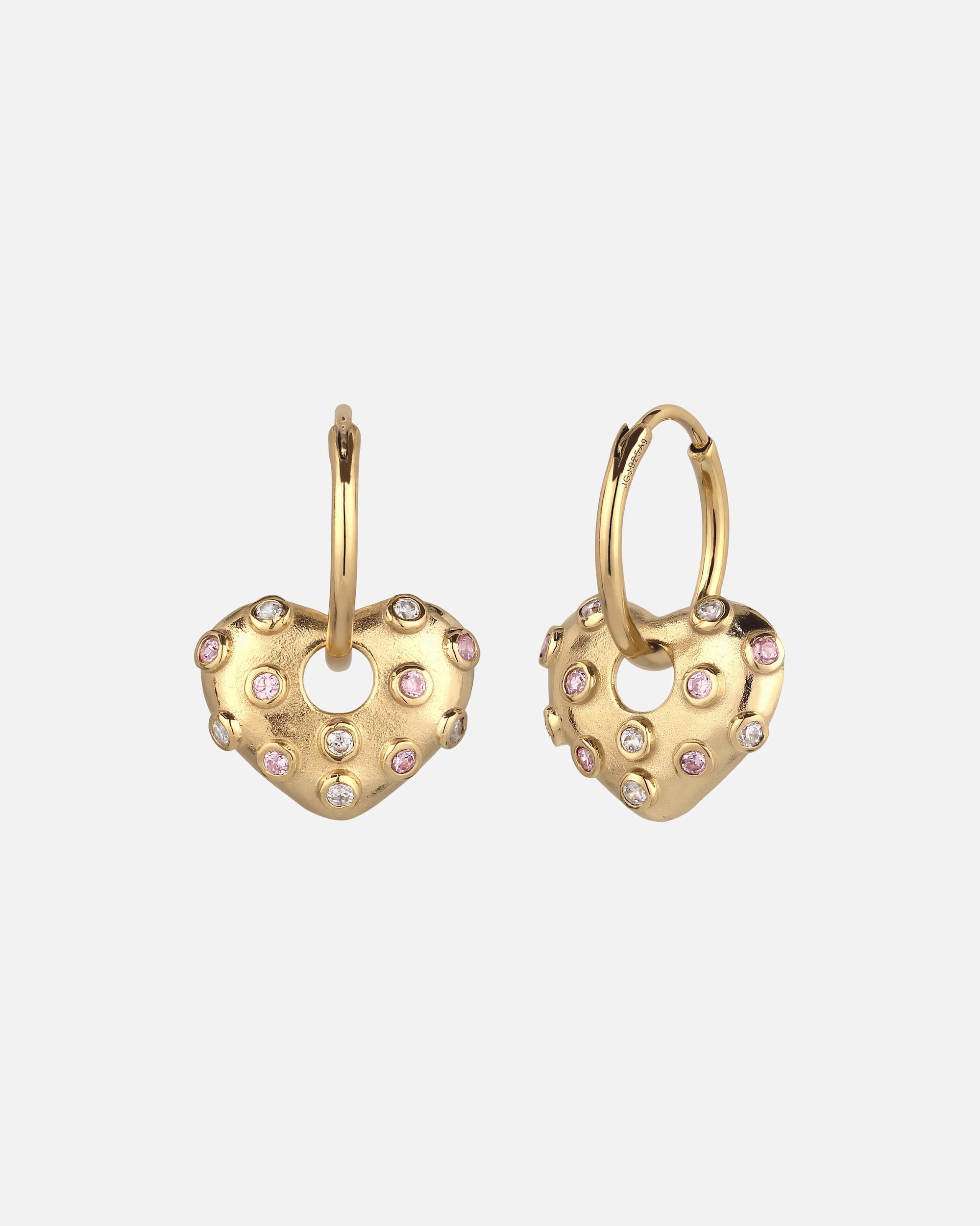 Ohrringe für Weiblich Elli Creole mit Herz Zirkonia Rosa 925 Sterling Silber vergoldet OneSize