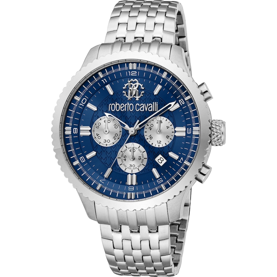 Roberto Cavalli Herrenuhr Edelstahl blau, silber Herren