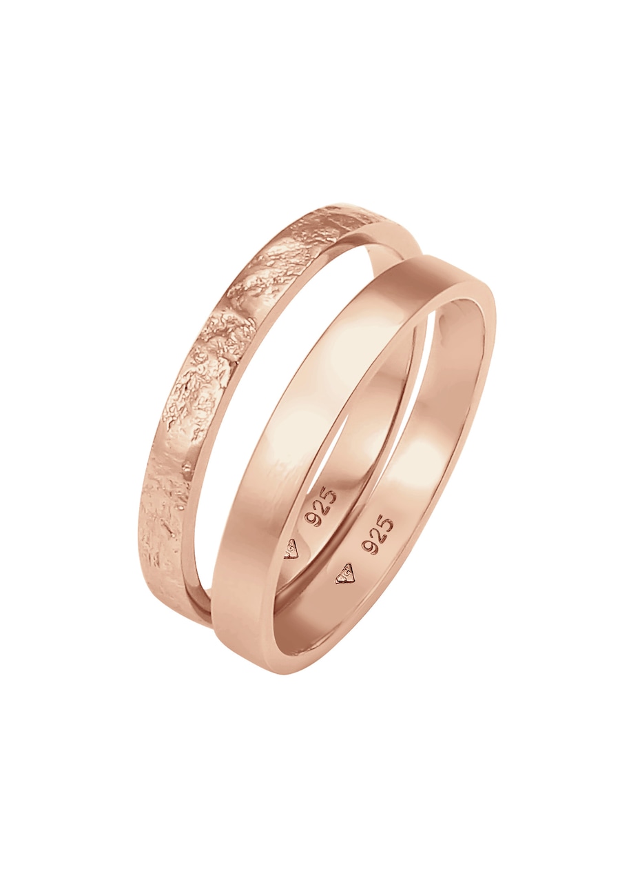 Elli 2er Set Bandring Basic Organic-Look 925 Silber 52 Damen