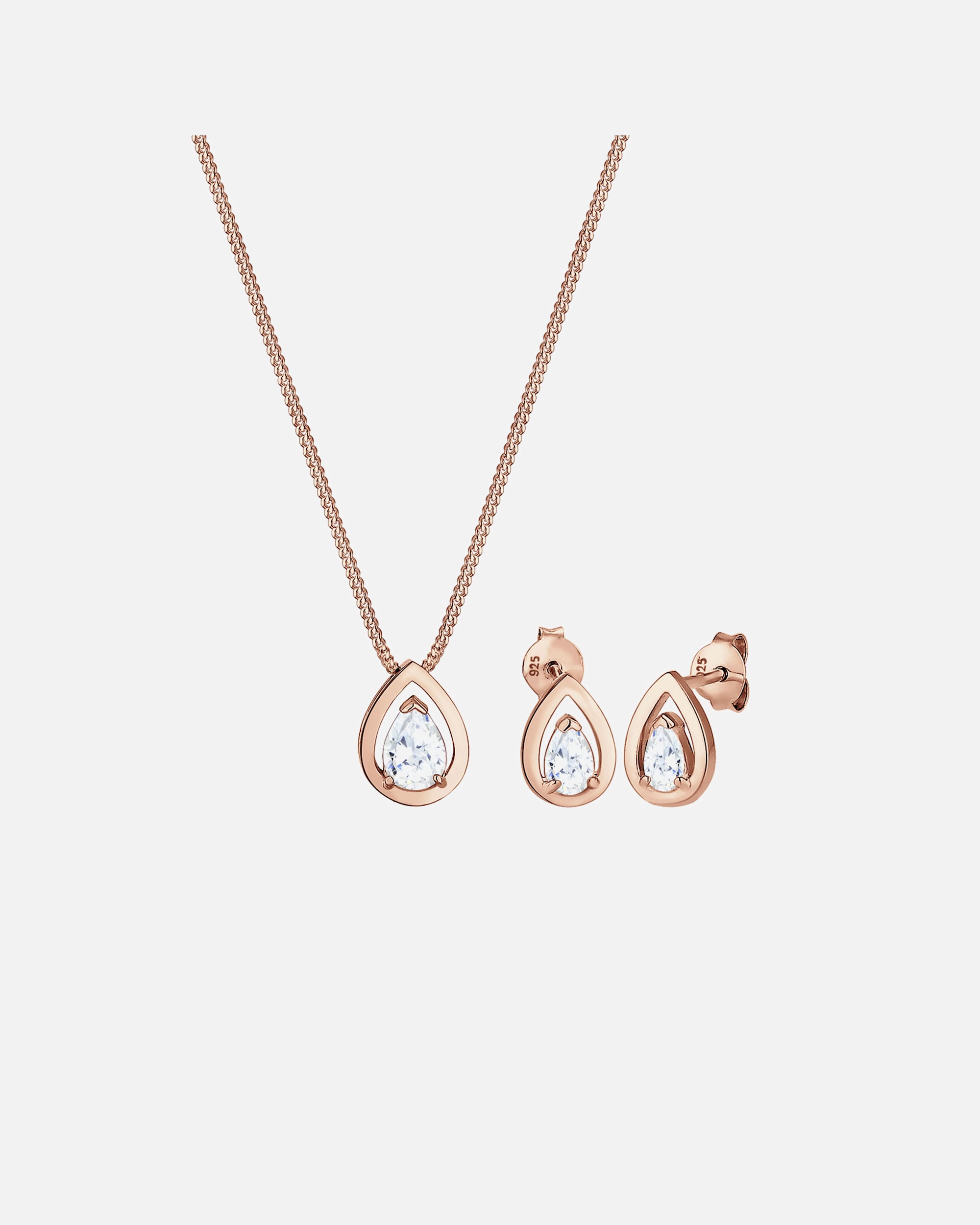 Schmuck für Weiblich Elli Tropfen Drop Zirkonia Klassik 925 Sterling Silber rosefarben