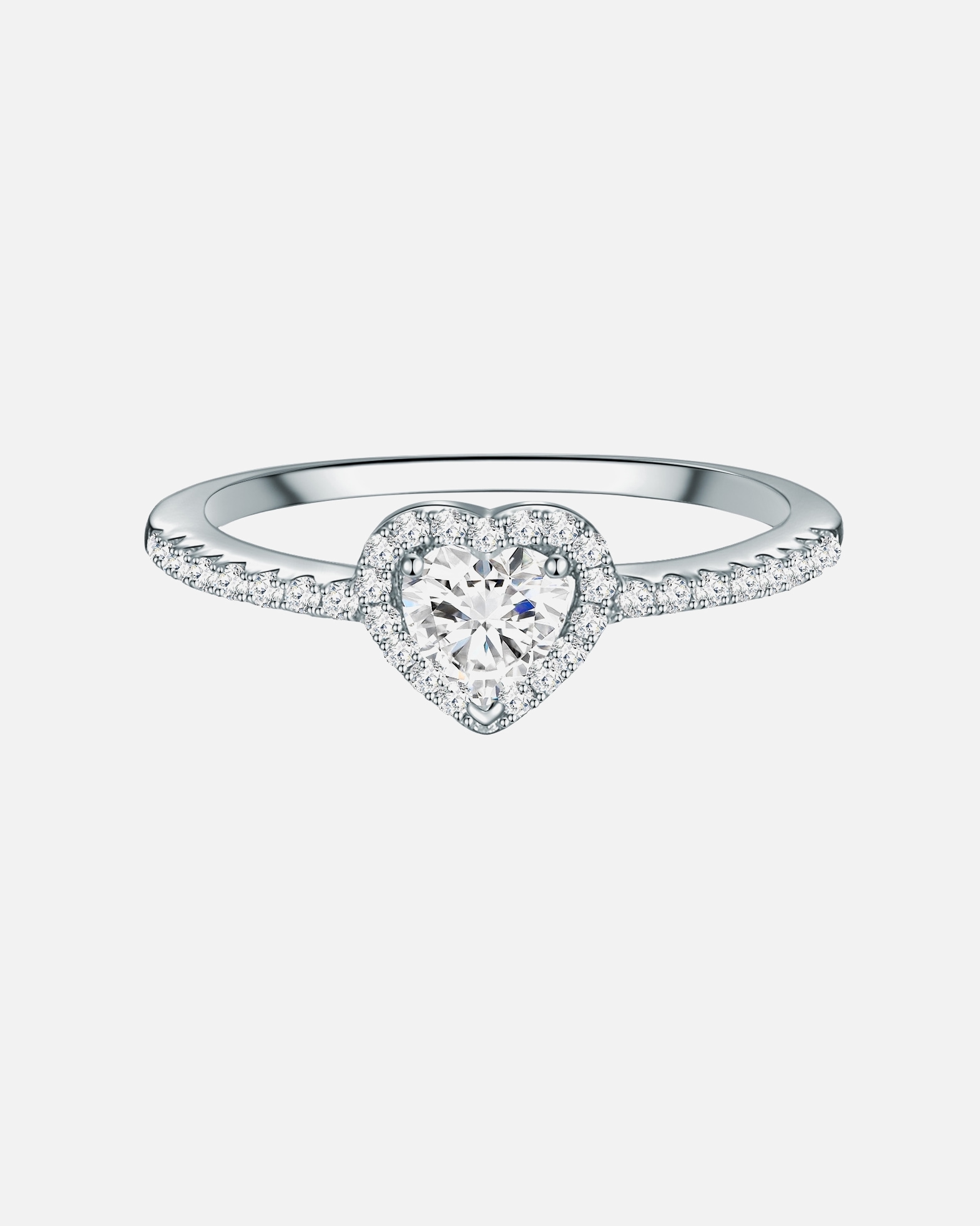 Ring für Weiblich Trilani Ring Herz aus Sterling Silber in silber mit Zirkonia 56