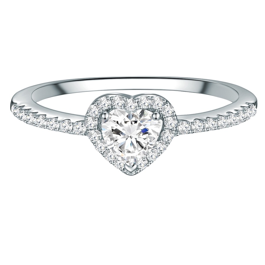 Trilani Ring Herz aus Sterling Silber in silber mit Zirkonia 54 Damen