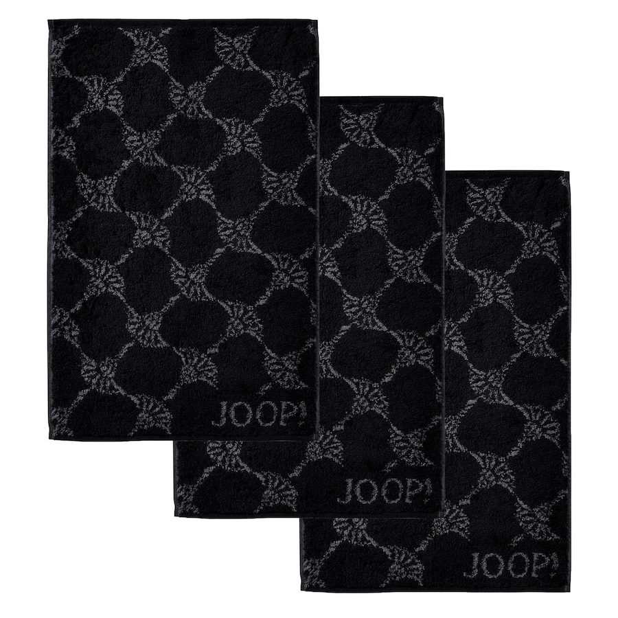JOOP! Gästetuch 3er Pack 'Classic Frottier' Schwarz Cornflower