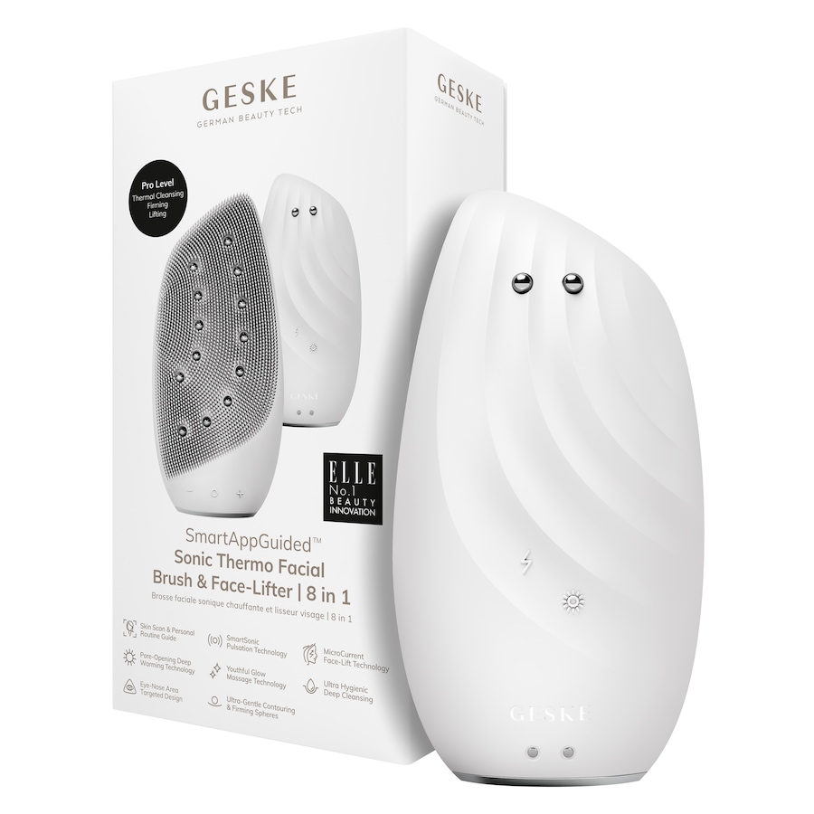 Geske SmartAppGuided Sonic Thermo Facial Brush & Face-Lifter | 8 in 1 White